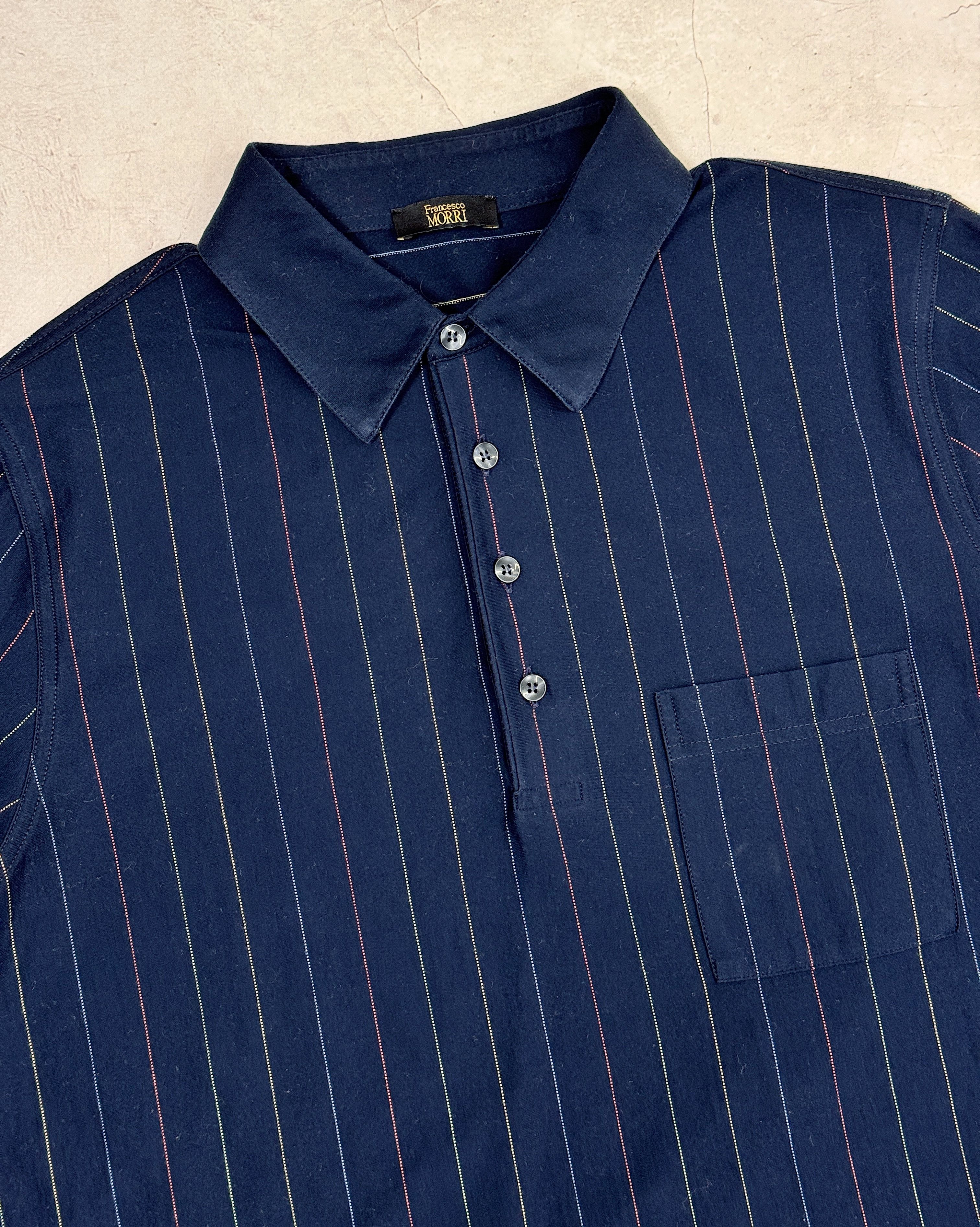 Vintage Vintage Francesco Morri Polo T-Shirt Navy Blue & Striped Size US M / EU 48-50 / 2 - 3 Thumbnail
