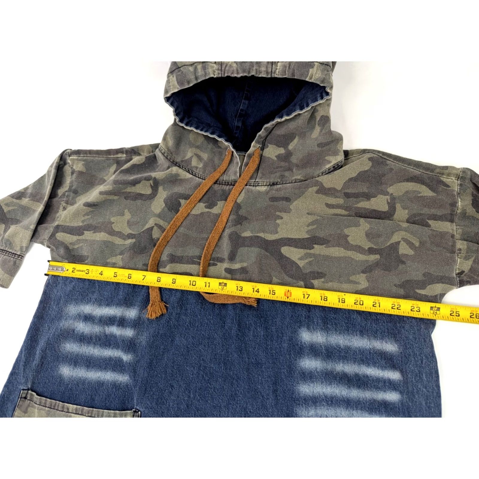 Denime Feilipamu Y2K Streetwear Camouflage Blue Jean Colorblock Denim Dress Women L Hooded Shirt Dress Casual 90s Retro Womens Size 36" / US 14 / IT 50 - 5 Thumbnail