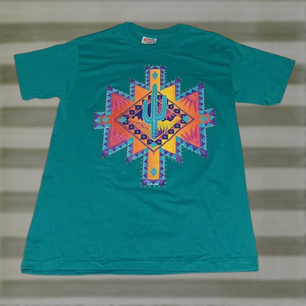 Vintage VINTAGE Nathan Richards Collection T-Shirt South Western Aztec Graphic Size M Unisex Green 1990s Shirt Mens Women Boys Girls Size US M / EU 48-50 / 2 - 1 Thumbnail