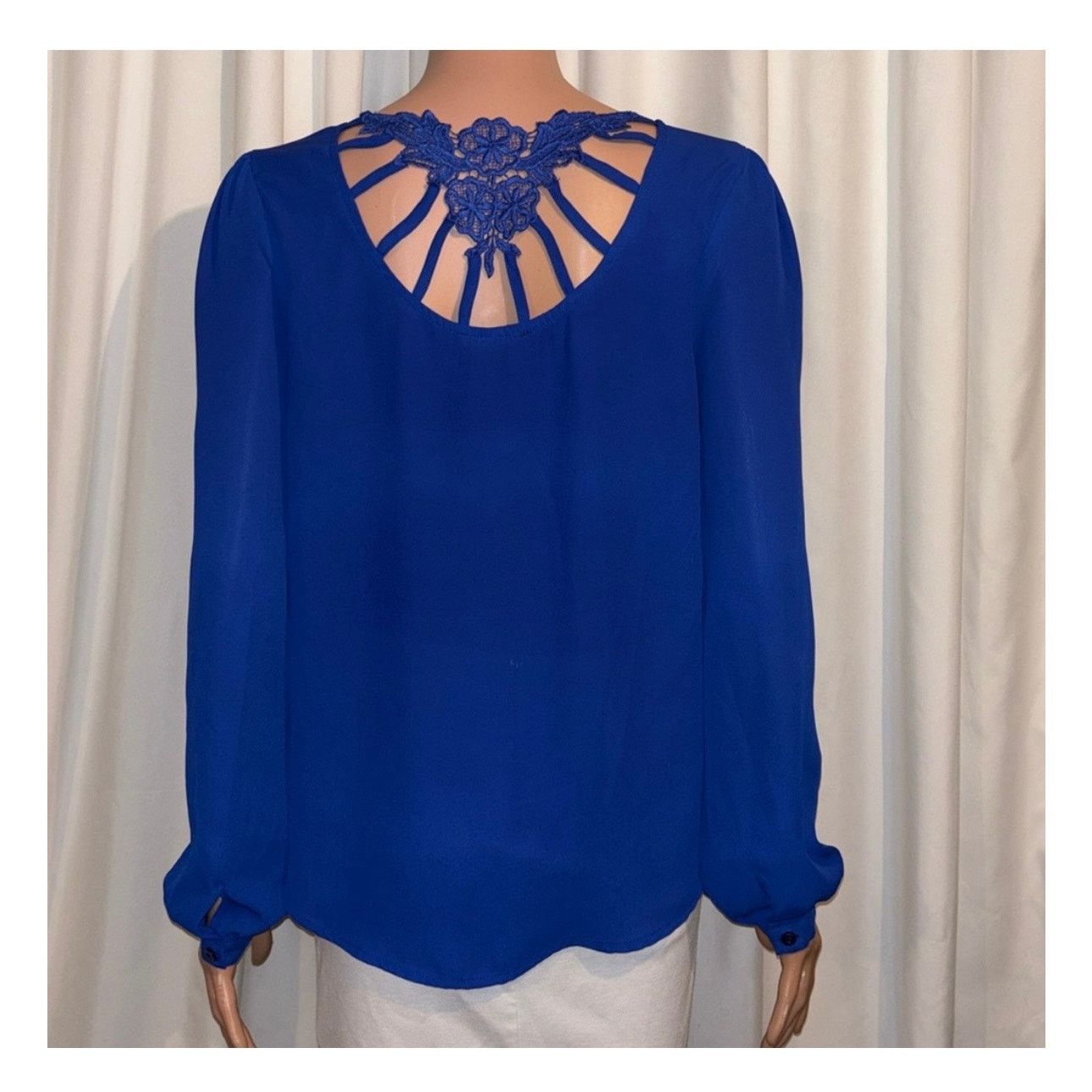 The Unbranded Brand E & M Royal Blue Women's Blouse - Medium Size M / US 6-8 / IT 42-44 - 2 Thumbnail