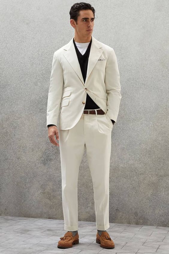 Brunello Cucinelli Suit in White Size 40R - 1 Preview