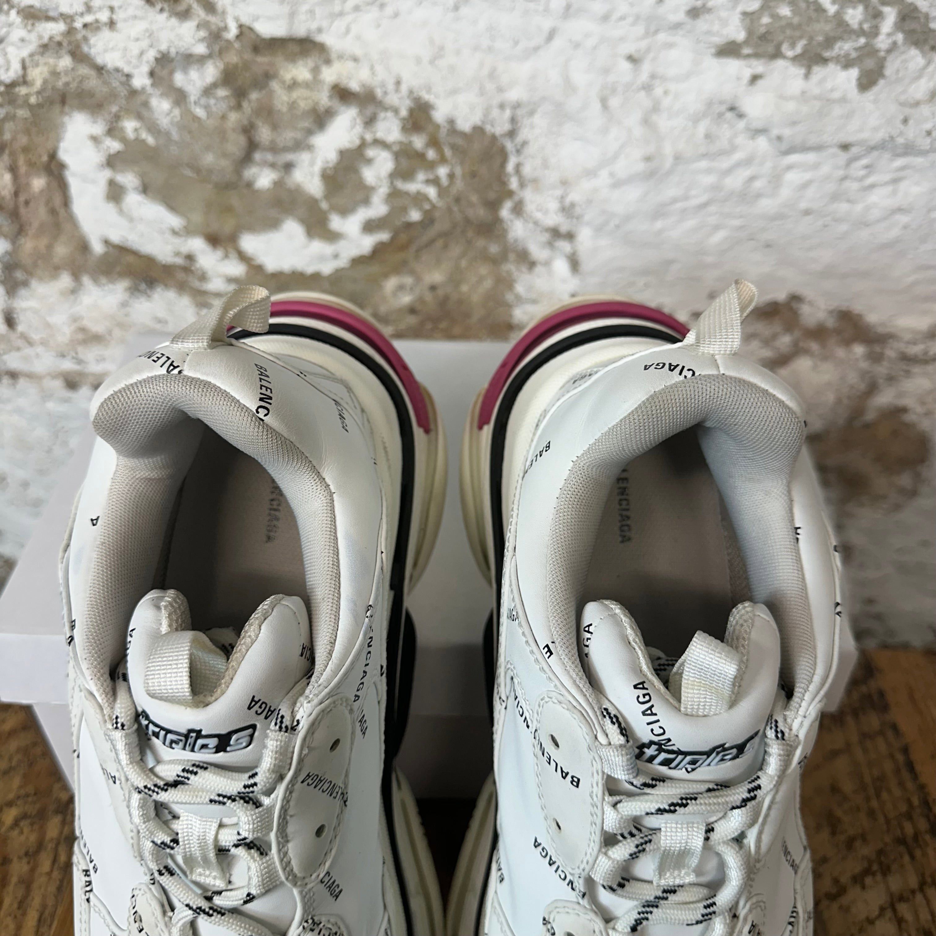 Balenciaga Balenciaga Triple S Spellout White Black Pink Sneaker Sz 12 Size US 12 / EU 45 - 4 Thumbnail