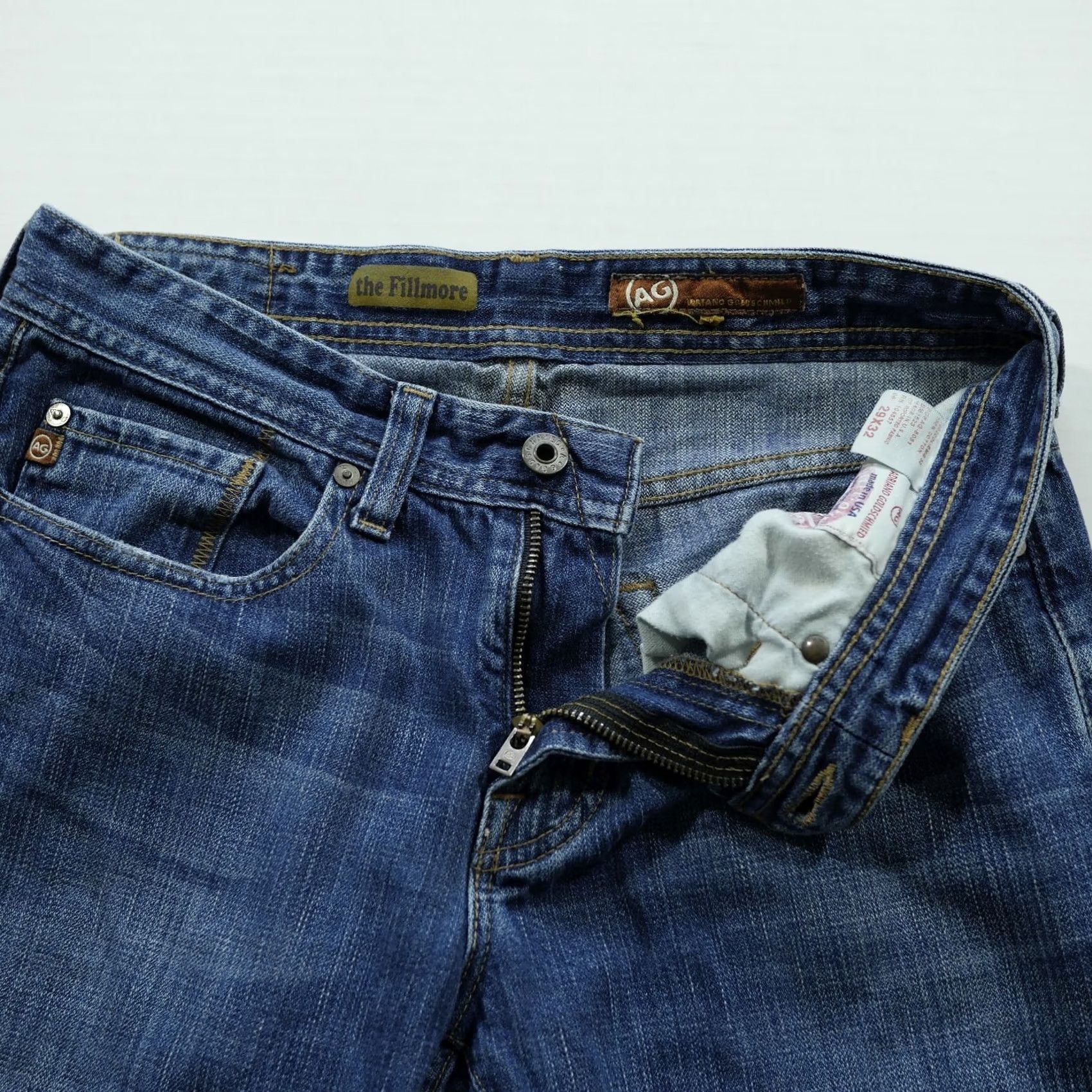 Denime AG Adriano Goldschmied Jeans Mens Bootcut 29x32 The Fillmore Blue Denim 5-Pocket Regular Waist Cotton Jeans Size US 29 - 5 Thumbnail