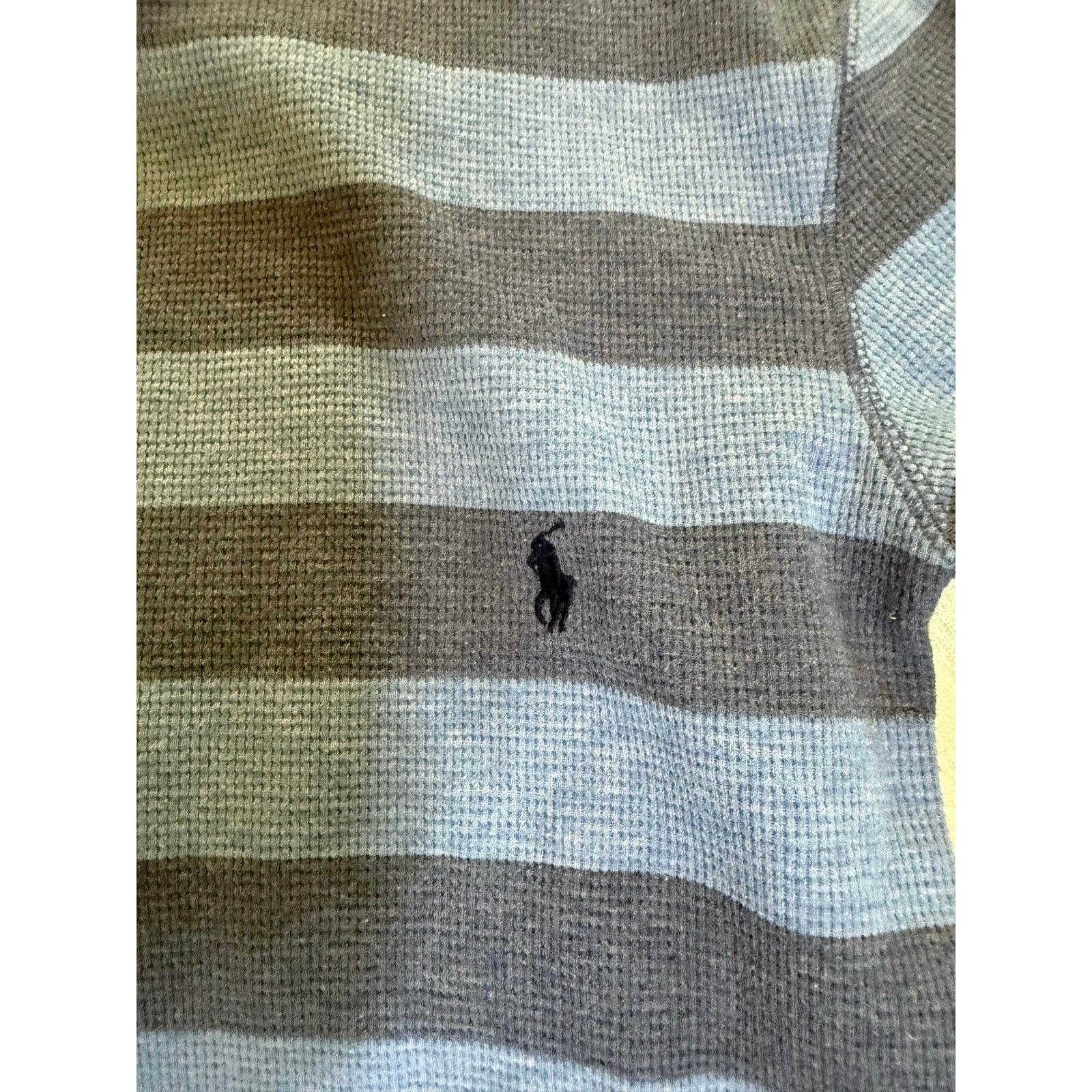 Polo Ralph Lauren Polo Ralph Lauren Blue Stripe Waffle Knit Thermal Crew-Neck Size US S / EU 44-46 / 1 - 2 Thumbnail