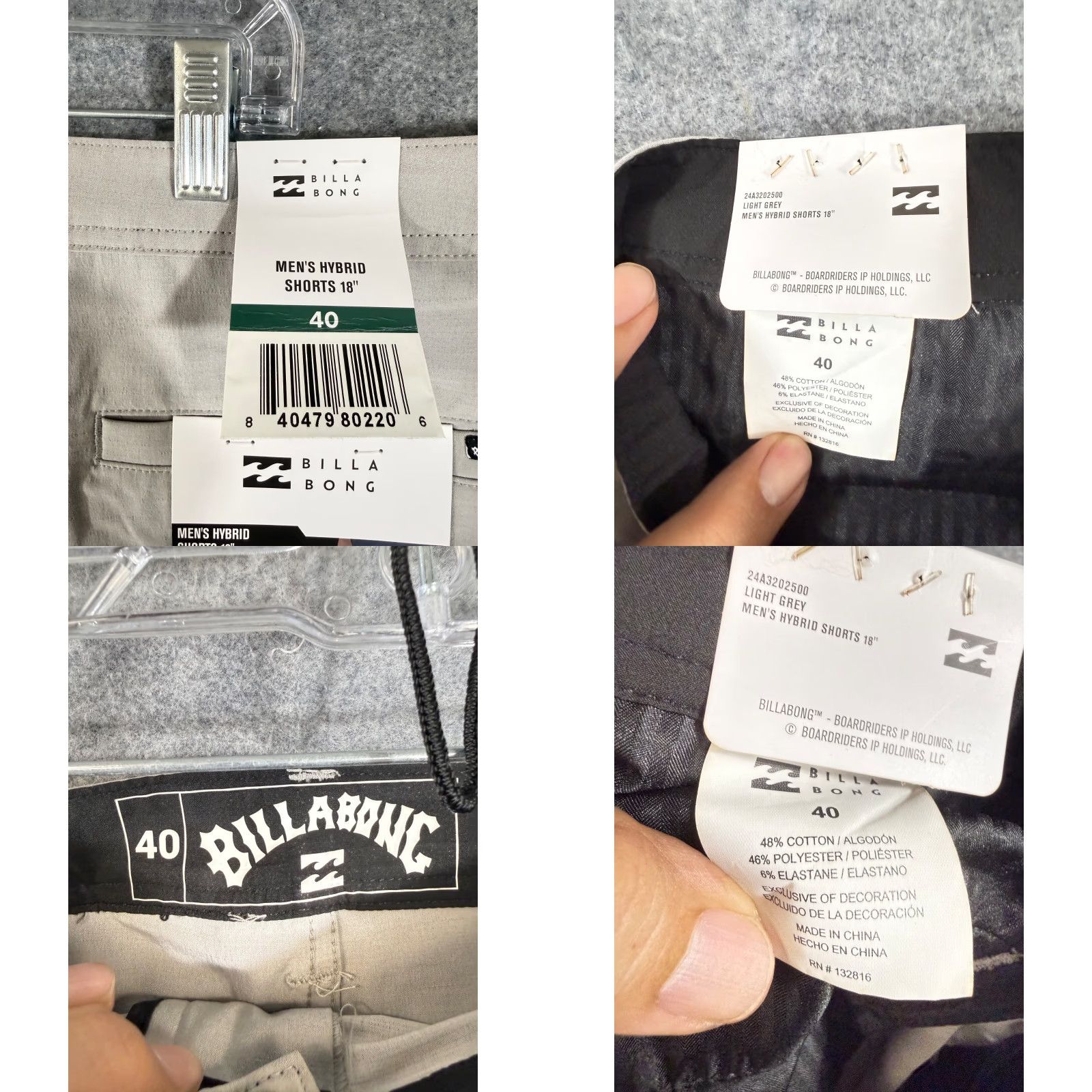 Billabong Billabong Hybrid Chino Shorts 18" Mens 40 Light Gray Stretch Flat Front Pockets NWT Size US 40 / EU 56 - 8 Thumbnail