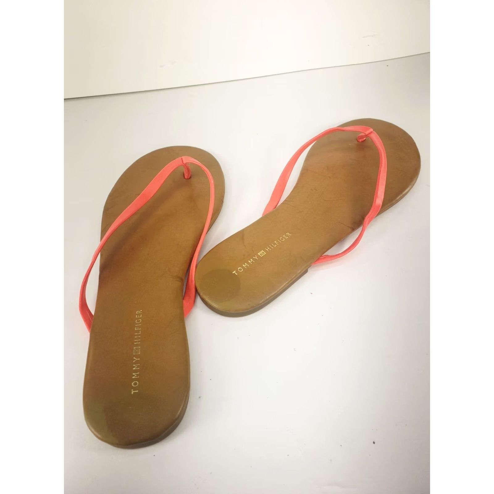 Tommy Hilfiger Tommy Hilfiger Women's Sandal Flat Slide Thong Orange Faux Leather Rubber Sole 7.5 UK 8 US Casual Summer Comfort Size US 8 / IT 38 - 5 Thumbnail