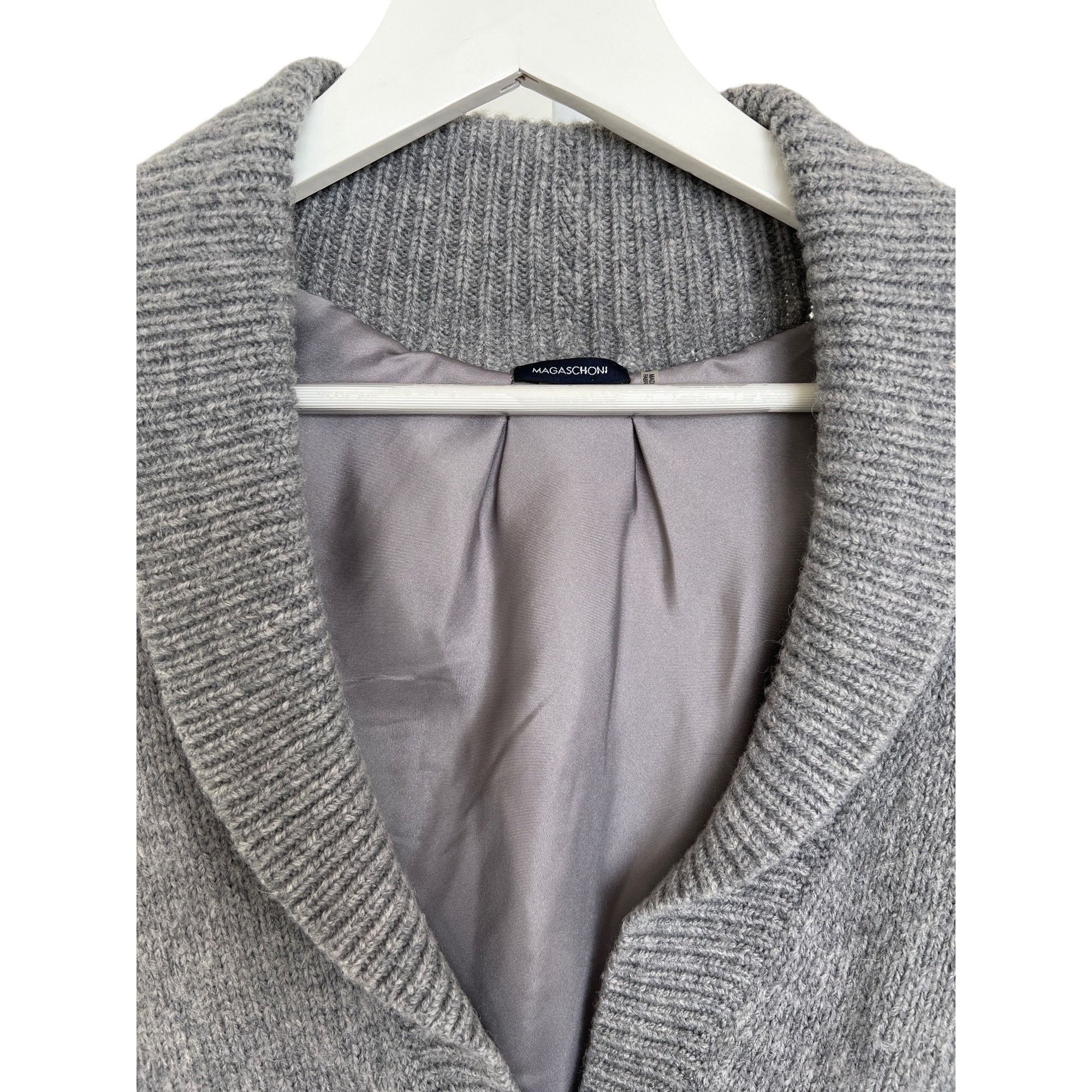 Magaschoni Magaschoni Grey V-Neck Wool Blend Silk Lined Sweater Size S / US 4 / IT 40 - 3 Thumbnail