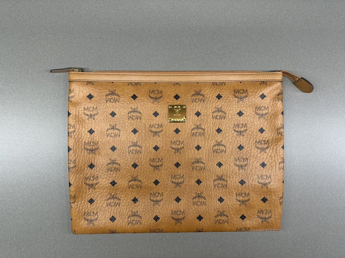 MCM MCM Visetos Large Zip Pouch Cognac Size ONE SIZE - 3 Thumbnail