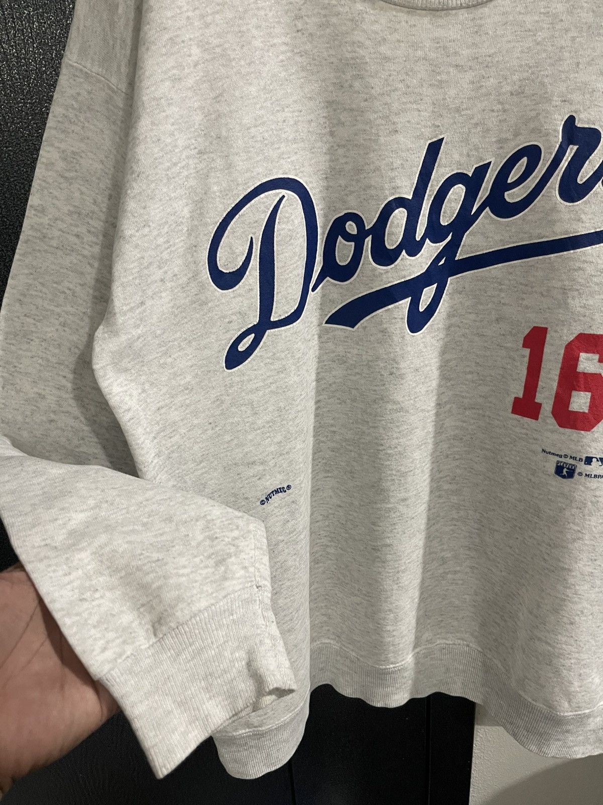 NBA Vintage 90s Dodgers Nutmeg Mills Nomo 16 MLB Sweatshirt Size US L / EU 52-54 / 3 - 8 Thumbnail