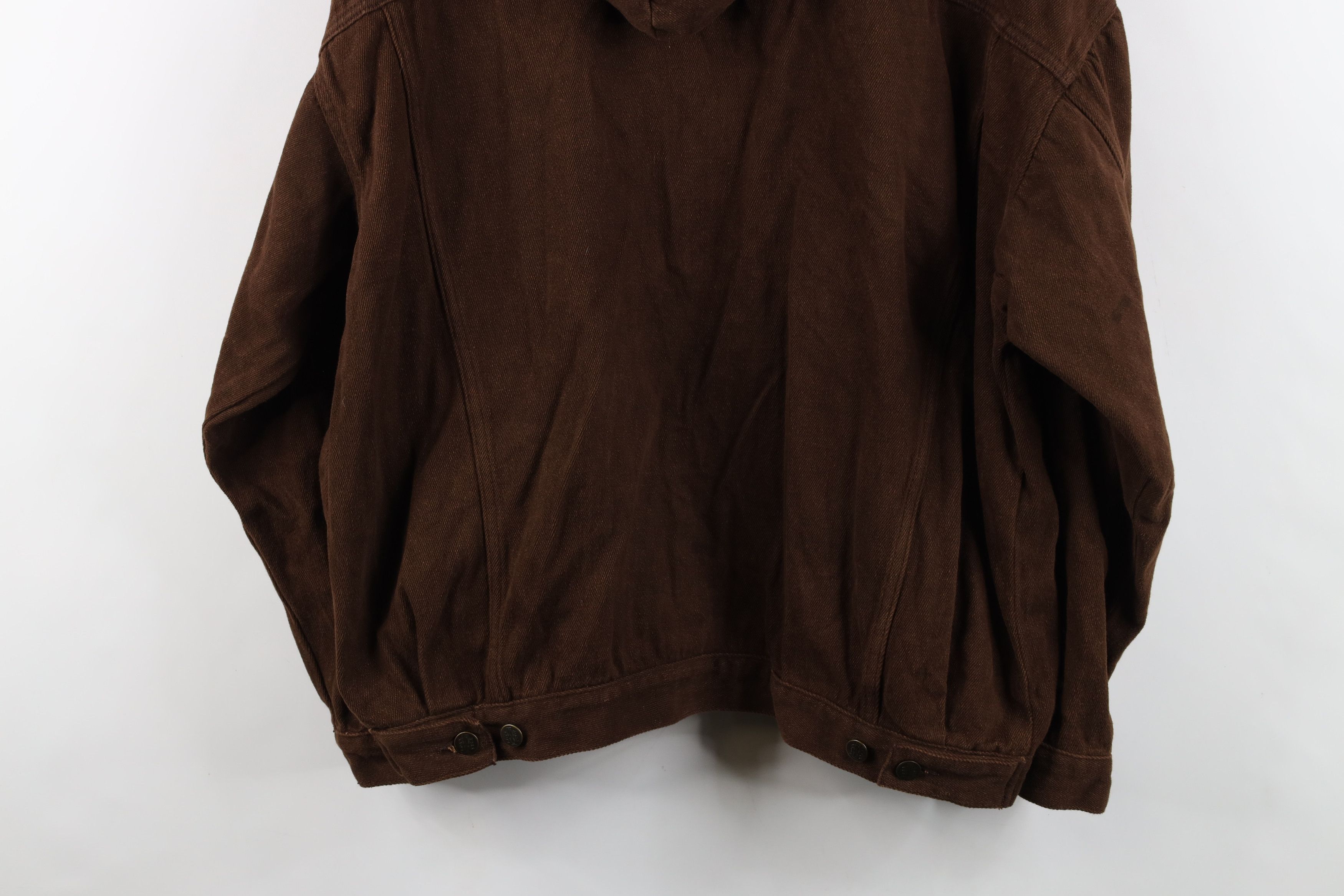 Vintage Vintage 90s Streetwear Fit Hooded Denim Trucker Jacket Brown Size US L / EU 52-54 / 3 - 14 Thumbnail