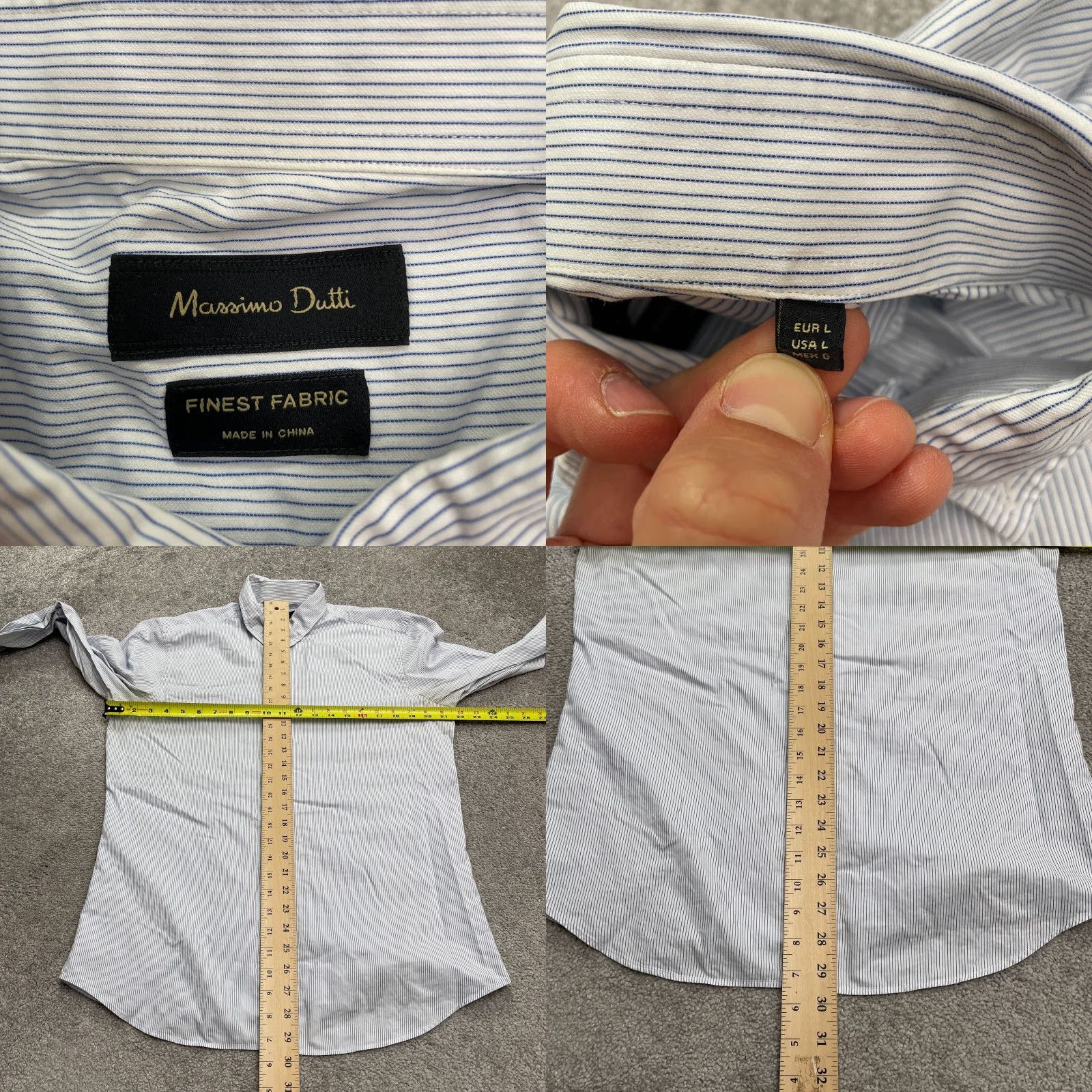 Mossimo VINTAGE Mossimo Dutti Dress Shirt Mens Large White Blue Pinstripe Classic) Size 42R - 8 Thumbnail