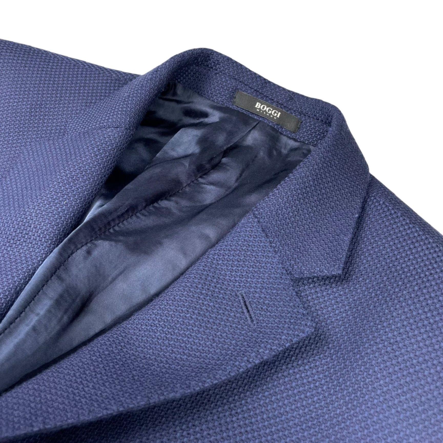 Vintage Boggi Milano Men’s Blazer Navy Blue 2-Button Slim Fit Wool 40R US 50 EU Italy Blazer Notch Lapel Single-Breasted Jacket (Regular) Mens Size 40R - 2 Thumbnail