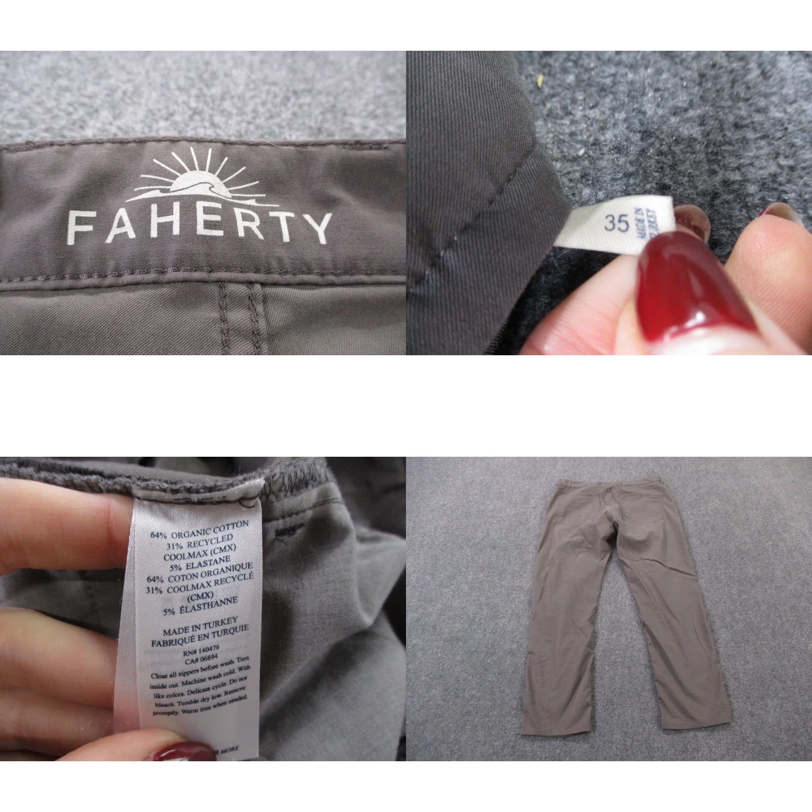 Faherty Faherty Chino Pants Mens 35 Gray Stretch Preppy Golf Straight Business Size US 35 - 8 Thumbnail