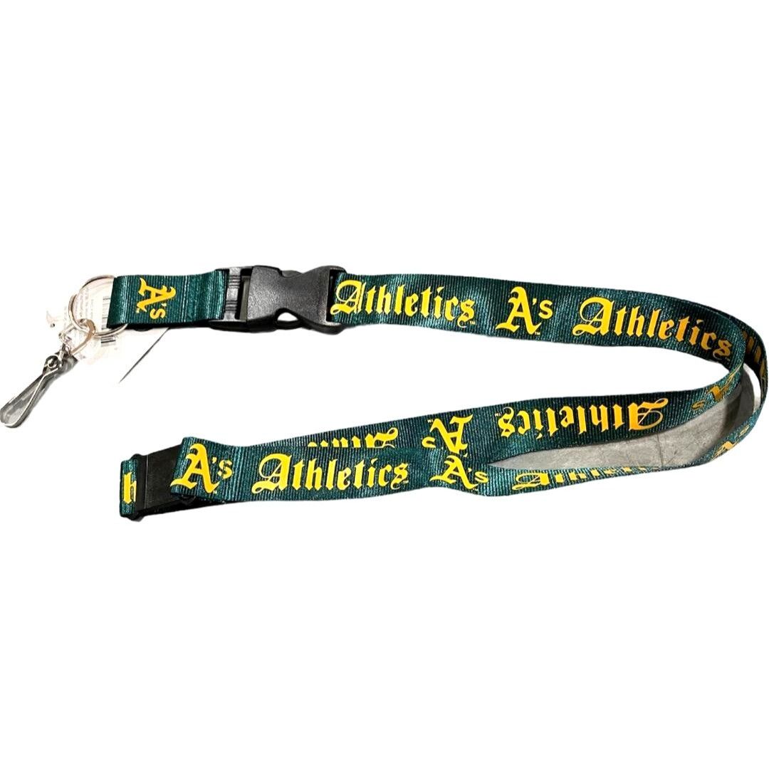 MLB Oakland Athletics 2-Sided Lanyard Keychain Old English Font Size ONE SIZE - 1 Thumbnail