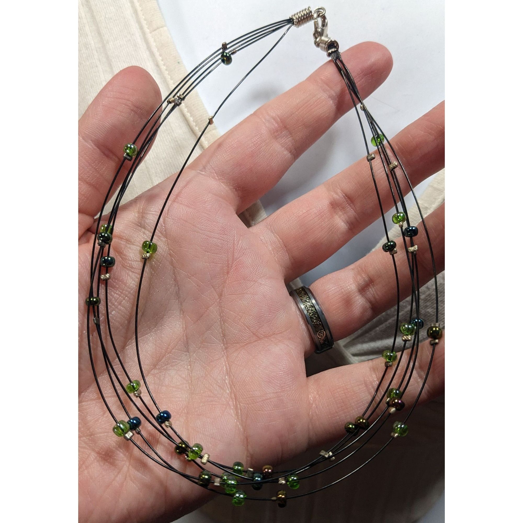 Other Casual Green And Brown Layered Floating Glass Bead Necklace Size ONE SIZE - 5 Thumbnail