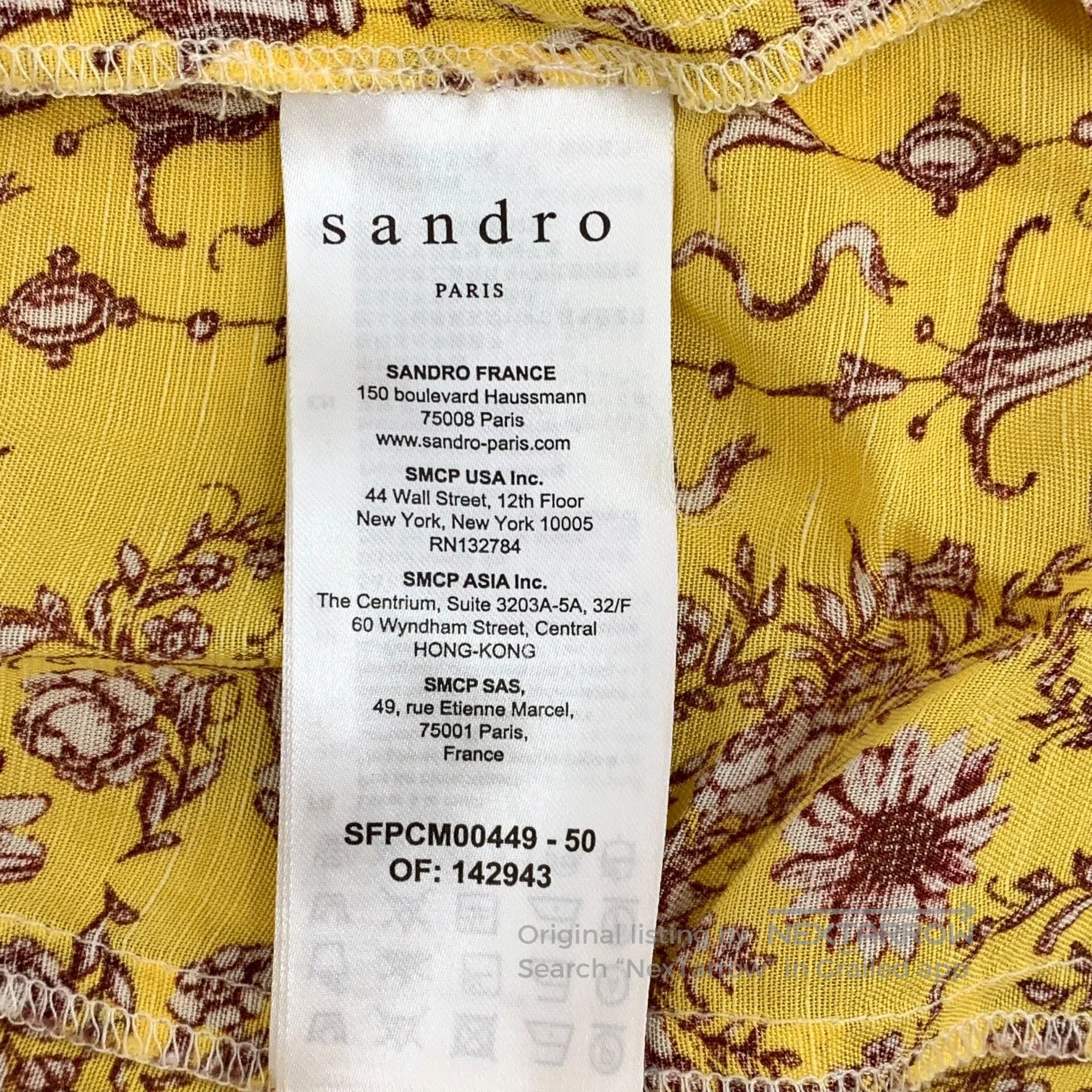 Sandro Sandro Yellow Floral Print Peter Pan Collar Short Sleeve S Size M / US 6-8 / IT 42-44 - 7 Thumbnail