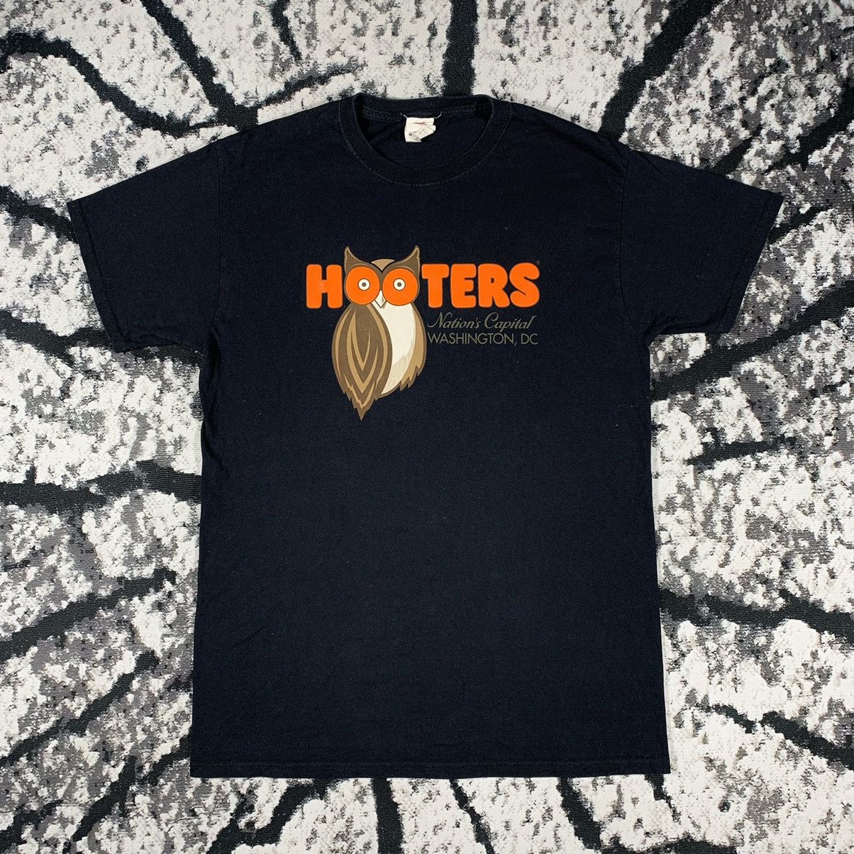 Pre-owned Vintage Hooters Washington Graphic Tee Y2k 00s T Shirt In Black