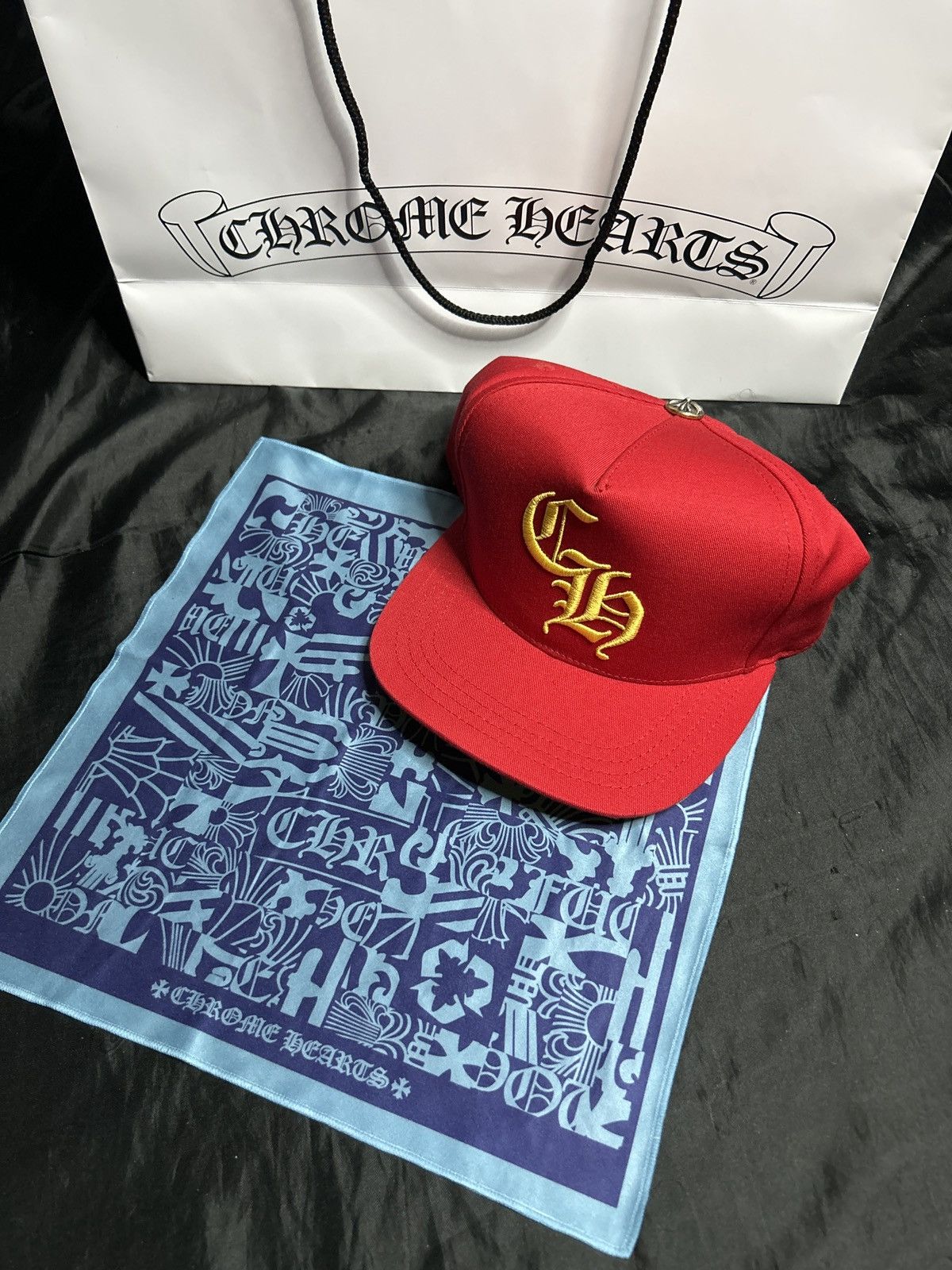 Chrome Hearts Chrome Hearts Red/Yellow CH BaseBall Hat Size ONE SIZE - 1 Thumbnail