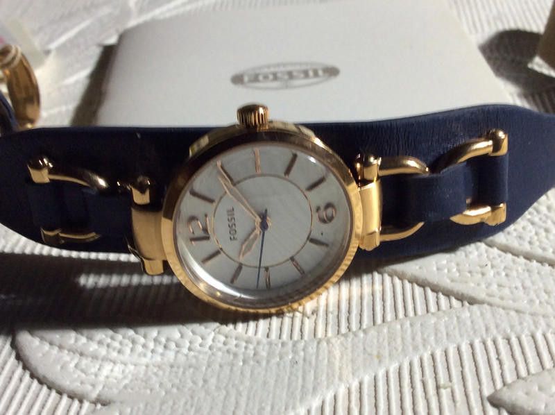 Fossil Fossil ladies navy leather strap watch Size ONE SIZE - 4 Thumbnail