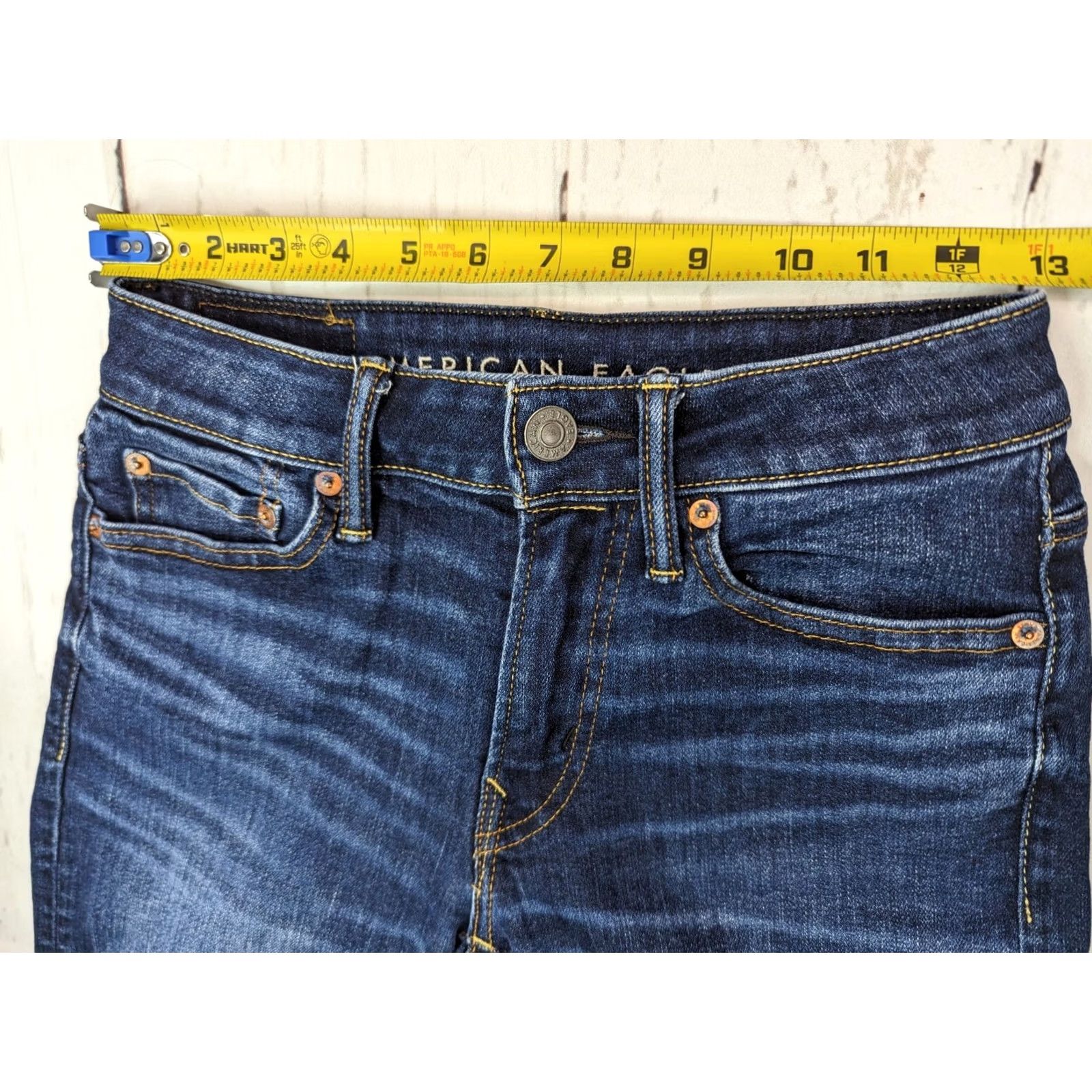 American Eagle Outfitters VINTAGE? No — American Eagle Airflex+ Skinny Jeans Womens 26x28 Blue Denim Stretch Jeans Size 26" / US 2 / IT 38 - 5 Thumbnail