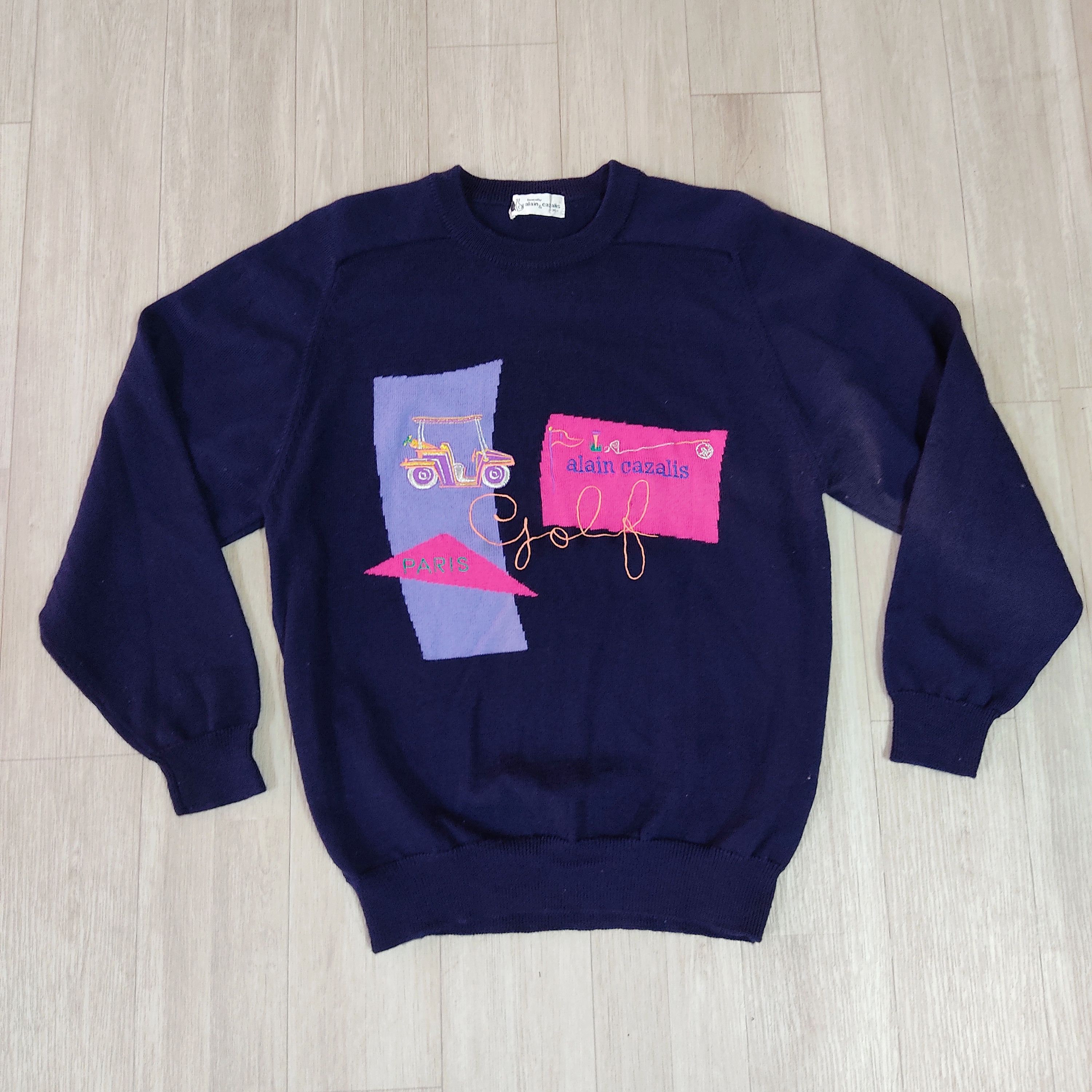 Designer × Les Artists × Vintage Alain Cazalis Paris Golf Comics Art Wool Sweatshirt Size US S / EU 44-46 / 1 - 3 Thumbnail