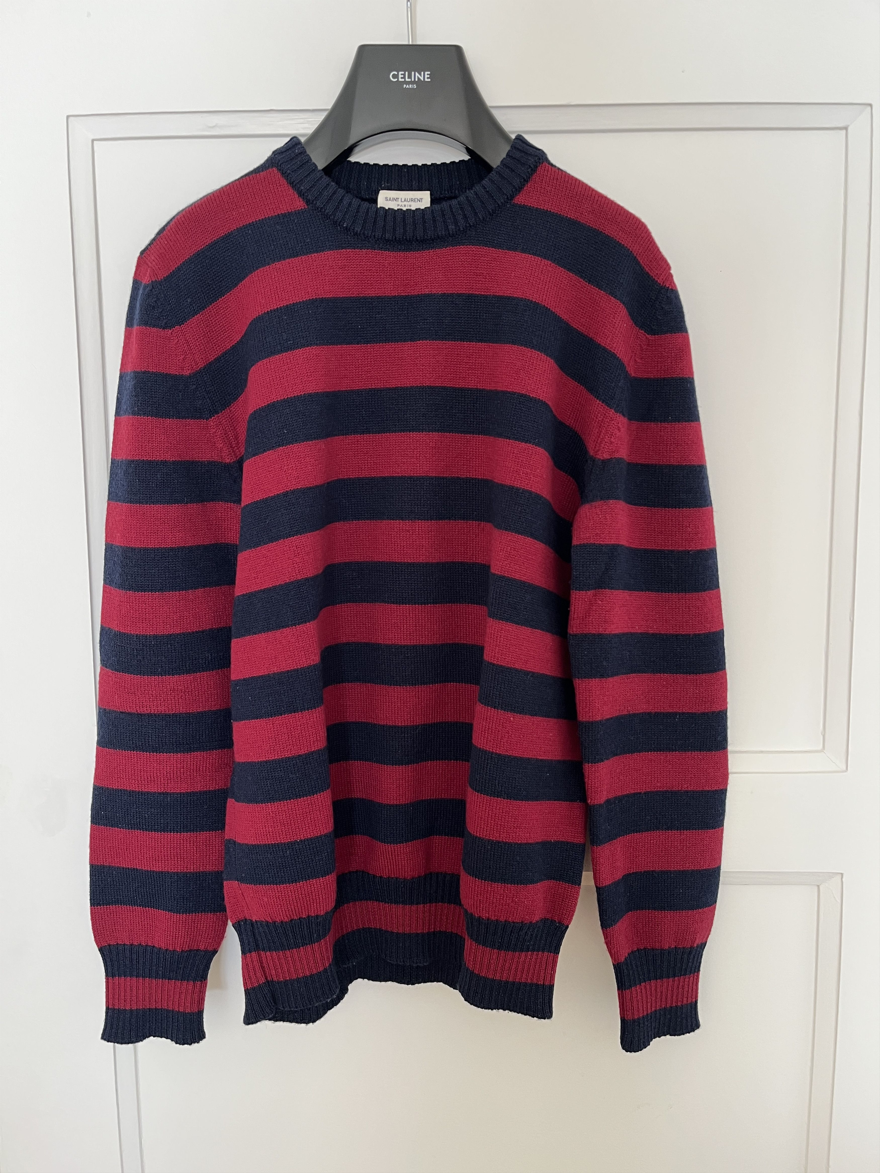 Saint Laurent Paris Saint Laurent Paris Red Navy Striped Sweater Size US M / EU 48-50 / 2 - 1 Thumbnail