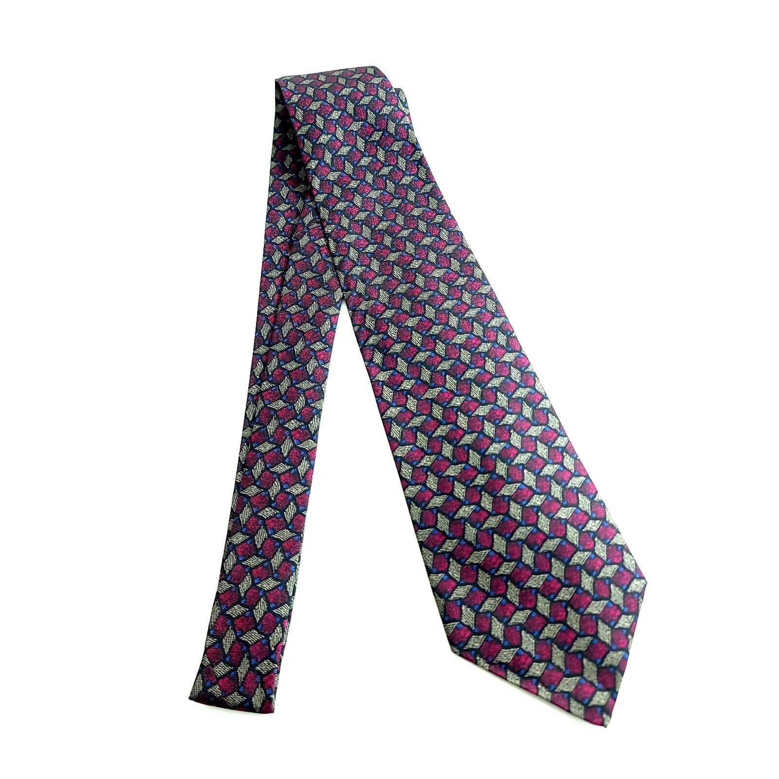 Designer Kuppenheimer Red Blue Tan Print Abstract Geometric Silk Tie Size ONE SIZE - 6 Thumbnail