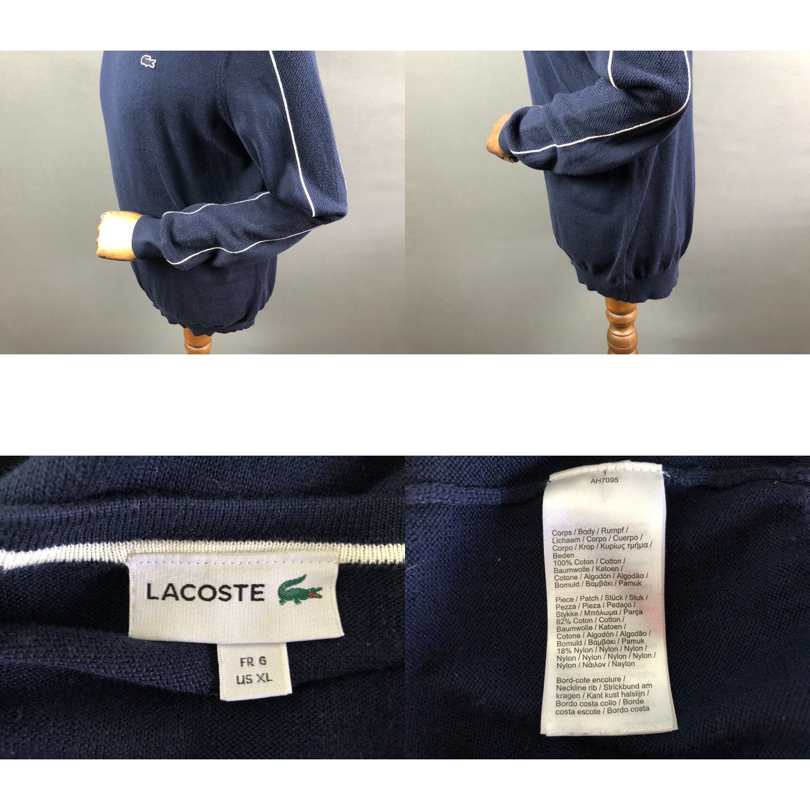 Lacoste Lacoste Sweatshirt Blue Cotton XL Pullover Men V-Neck Logo Embroidered Jumper Jersey Knit Long Sleeve" Size US XL / EU 56 / 4 - 8 Thumbnail