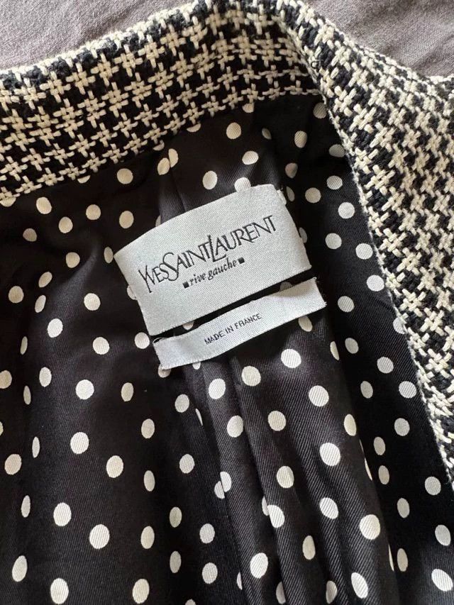 Yves Saint Laurent YSL Vintage Tom Ford Black White Houndstooth Blazer F38 Size XS / US 0-2 / IT 36-38 - 9 Thumbnail