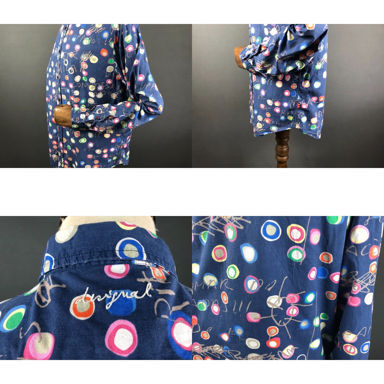Desigual Desigual Men's Shirt Geometric Cotton Patterned Blue 2XL Button-Up Long Sleeve Collared Embroidered Logo Casual Shirt Mens Size US XXL / EU 58 / 5 - 8 Thumbnail