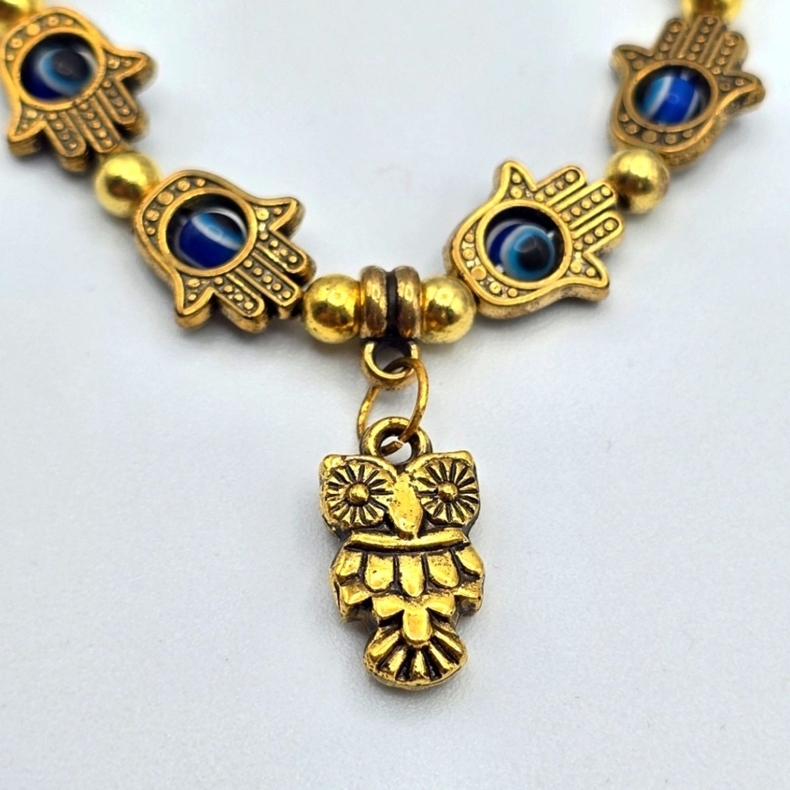 Other Evil Eye Owl Gold Bead Fashion Bracelet Charm Jewelry Size ONE SIZE - 2 Thumbnail