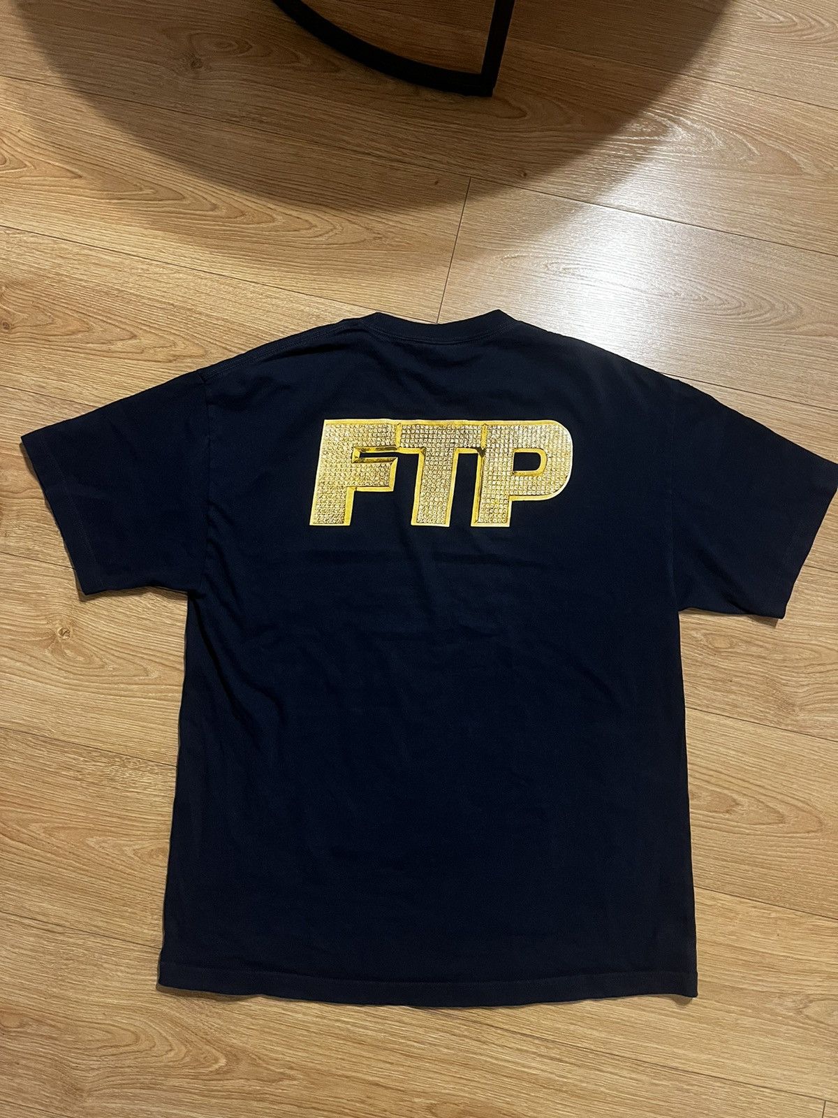 image of Fuck The Population Ftp Chain T-Shirt XL in Navy, Men's