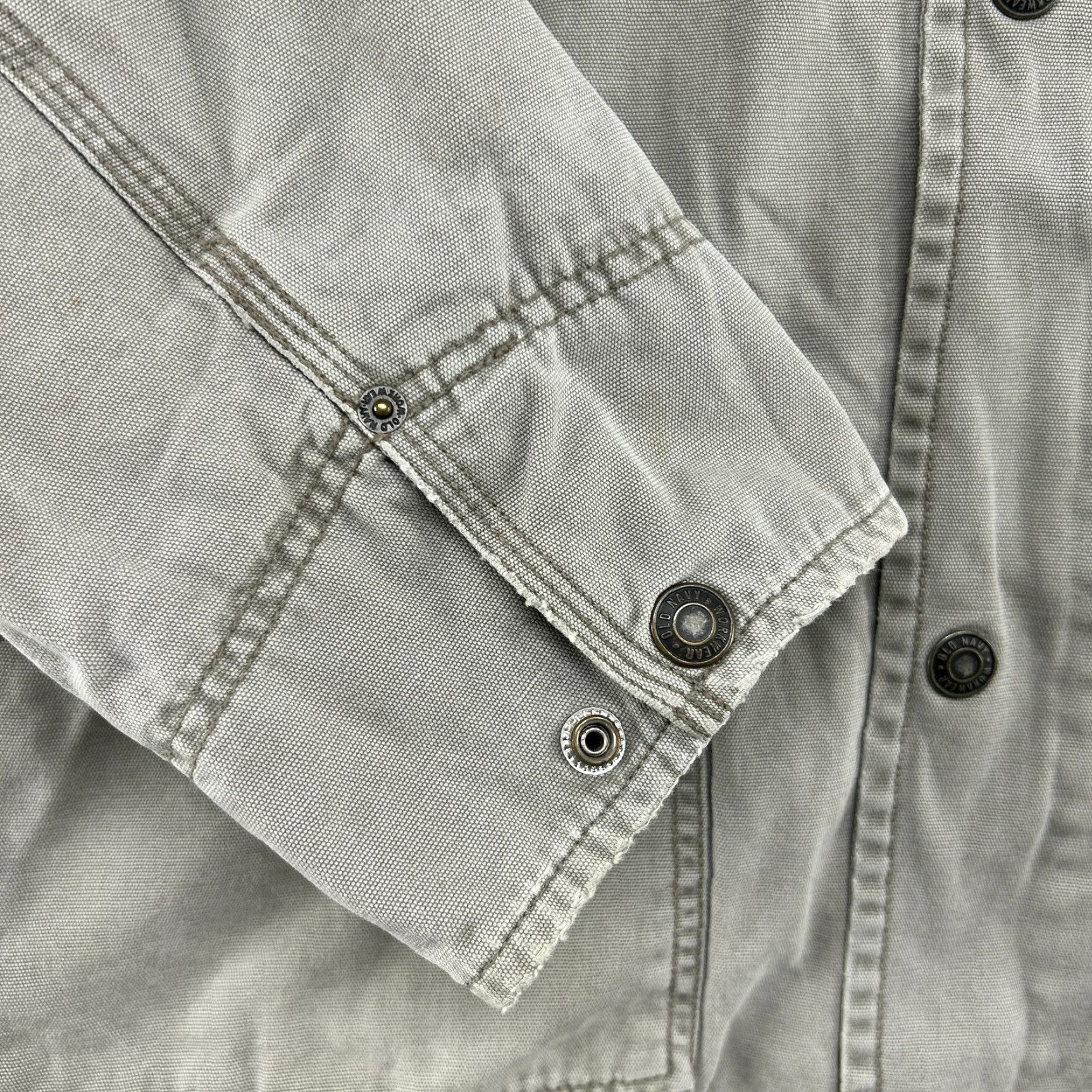 Old Navy VINTAGE Old Navy Jacket Mens L Beige Canvas Chore Barn Fleece Lined Workwear 90s Military Jacket Mens L Regular Gray Size US L / EU 52-54 / 3 - 5 Thumbnail