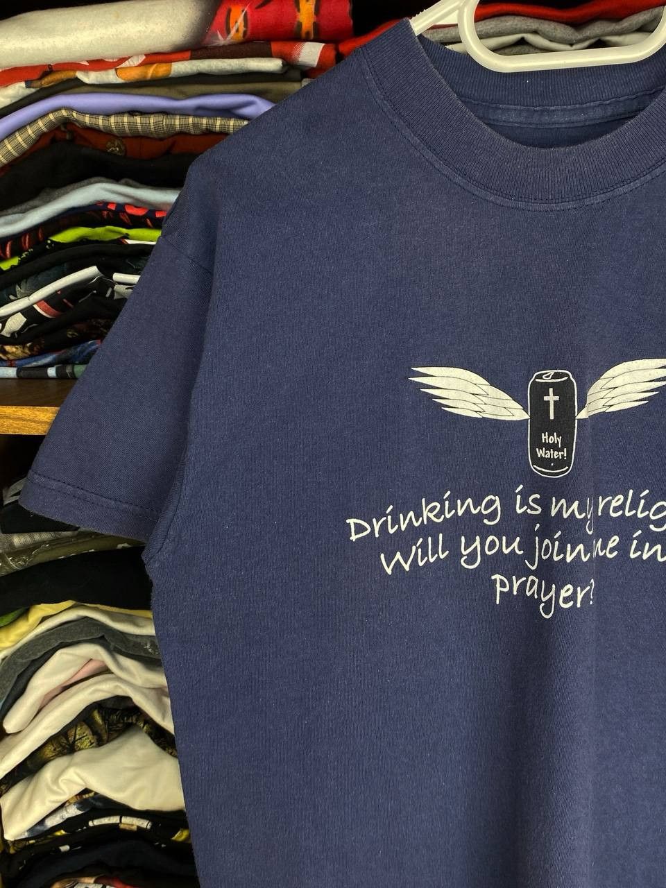 Vintage Vintage Drinking Is My Religion 90s Humor Graphic Tee Size US M / EU 48-50 / 2 - 2 Thumbnail