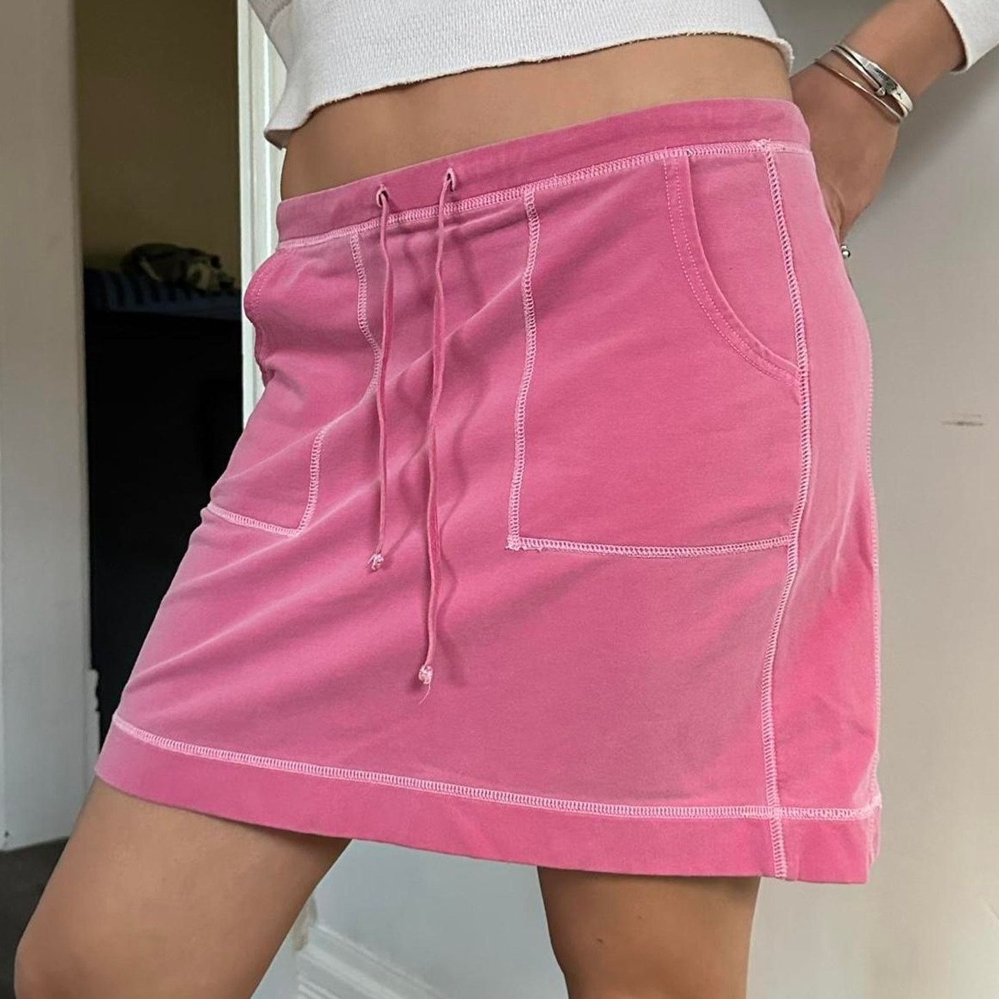 Gap × Vintage Vintage Y2K 00s Gap Pink Cotton Mini Sporty Tennis Skirt Size 28" / US 6 / IT 42 - 1 Thumbnail