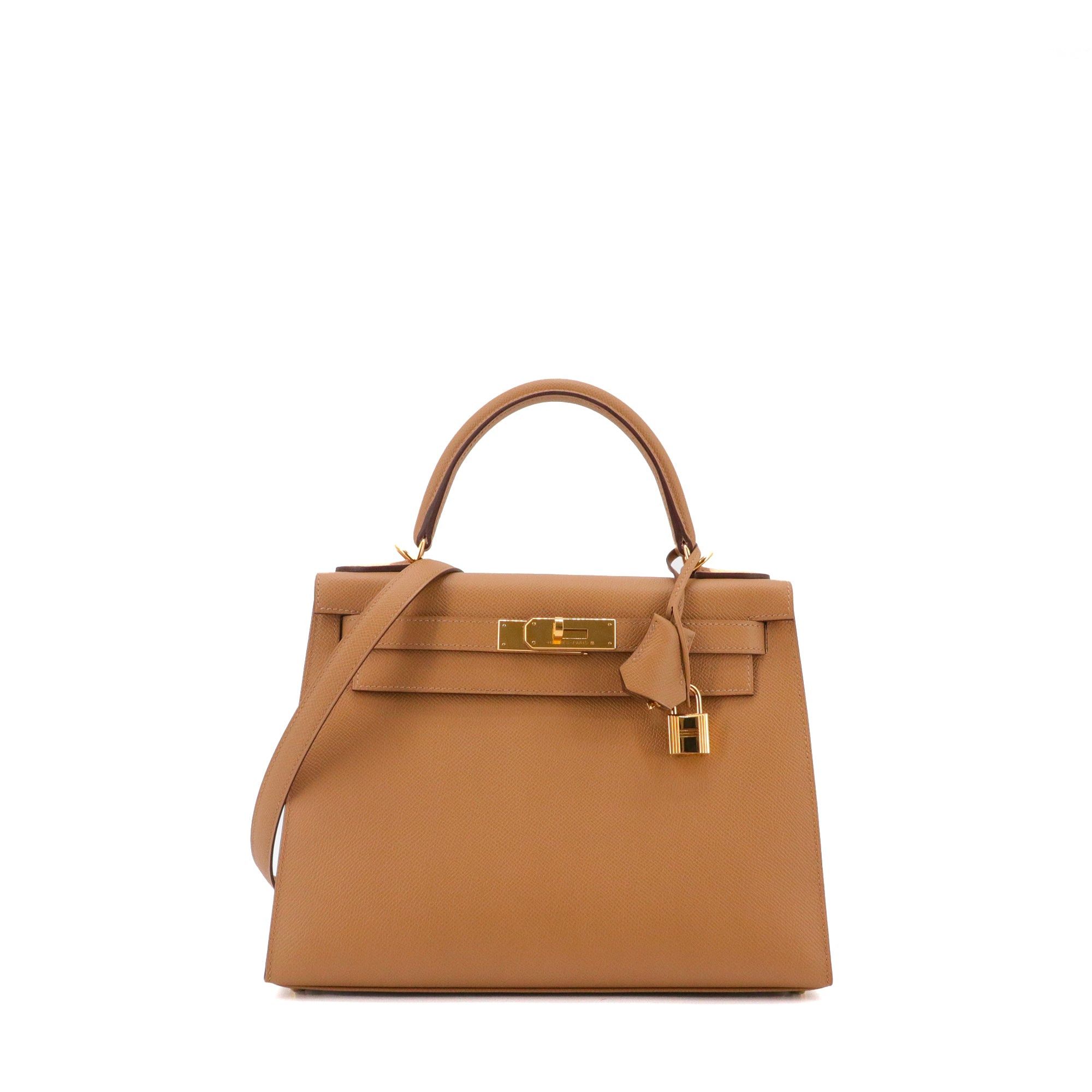 HERMÈS - Hermès Kelly 28 handbag in saddle biscuit epsom leather