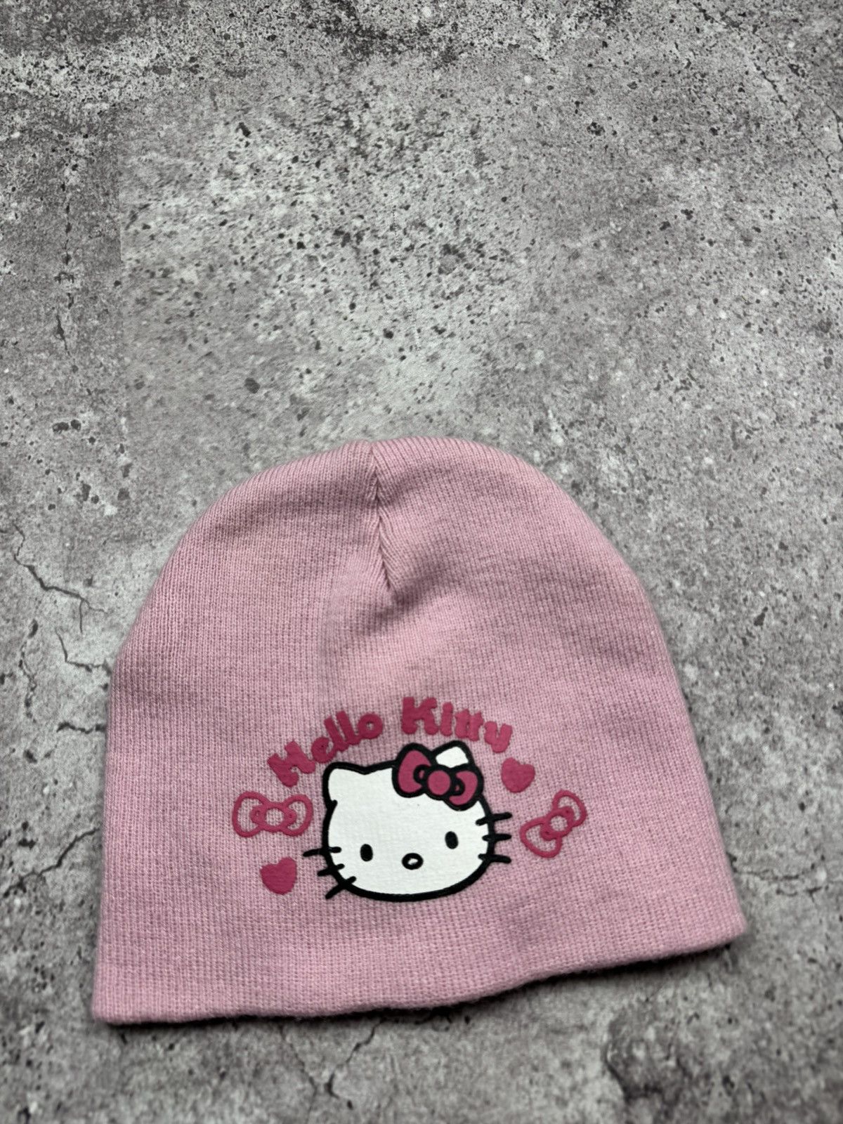 Japanese Brand Vintage Hello Kitty Y2K Big Logo Beanie Hat Japanesse Rare Size ONE SIZE - 2 Thumbnail