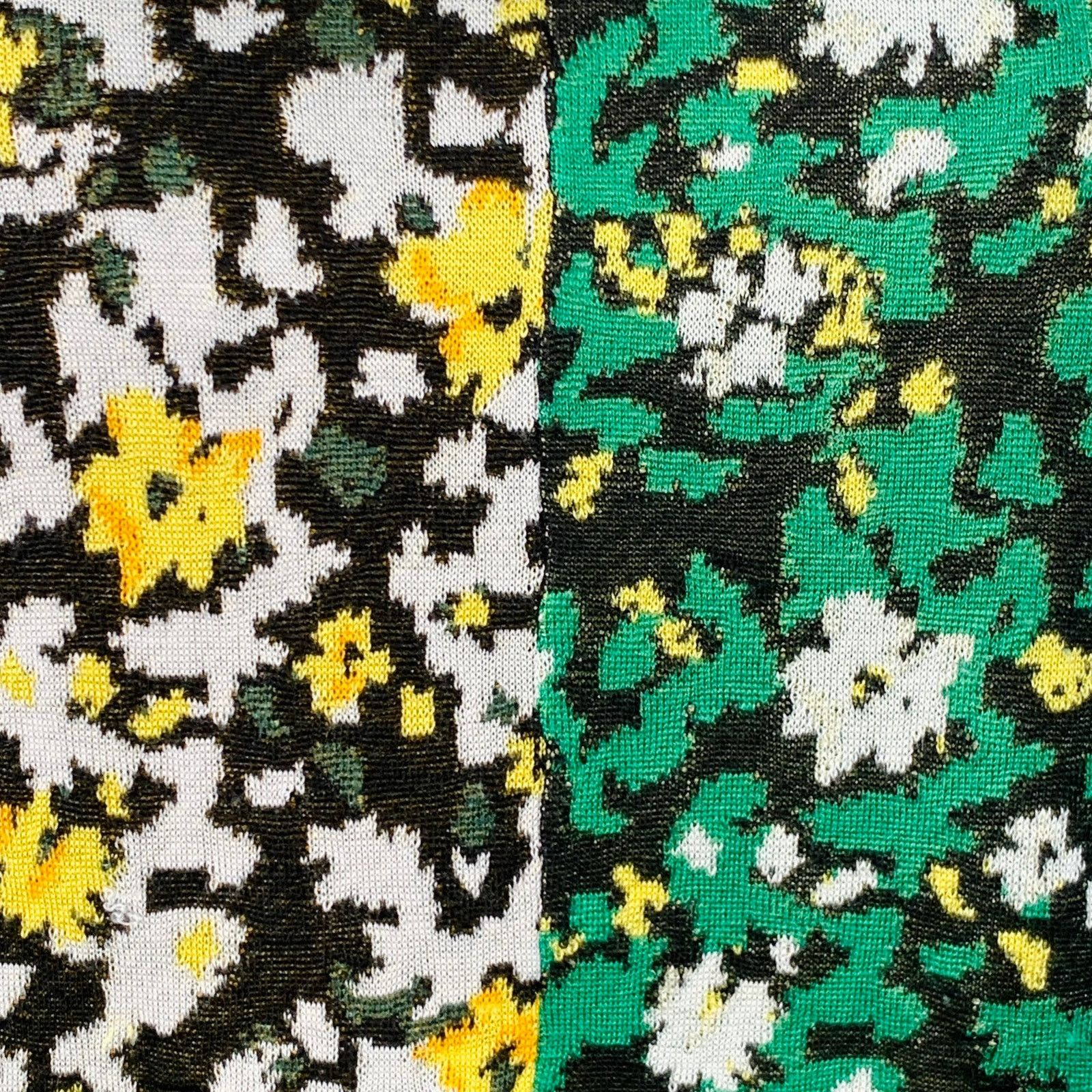 Proenza Schouler M Black Green White Silk Color Block Floral Pullover Size M / US 6-8 / IT 42-44 - 2 Thumbnail