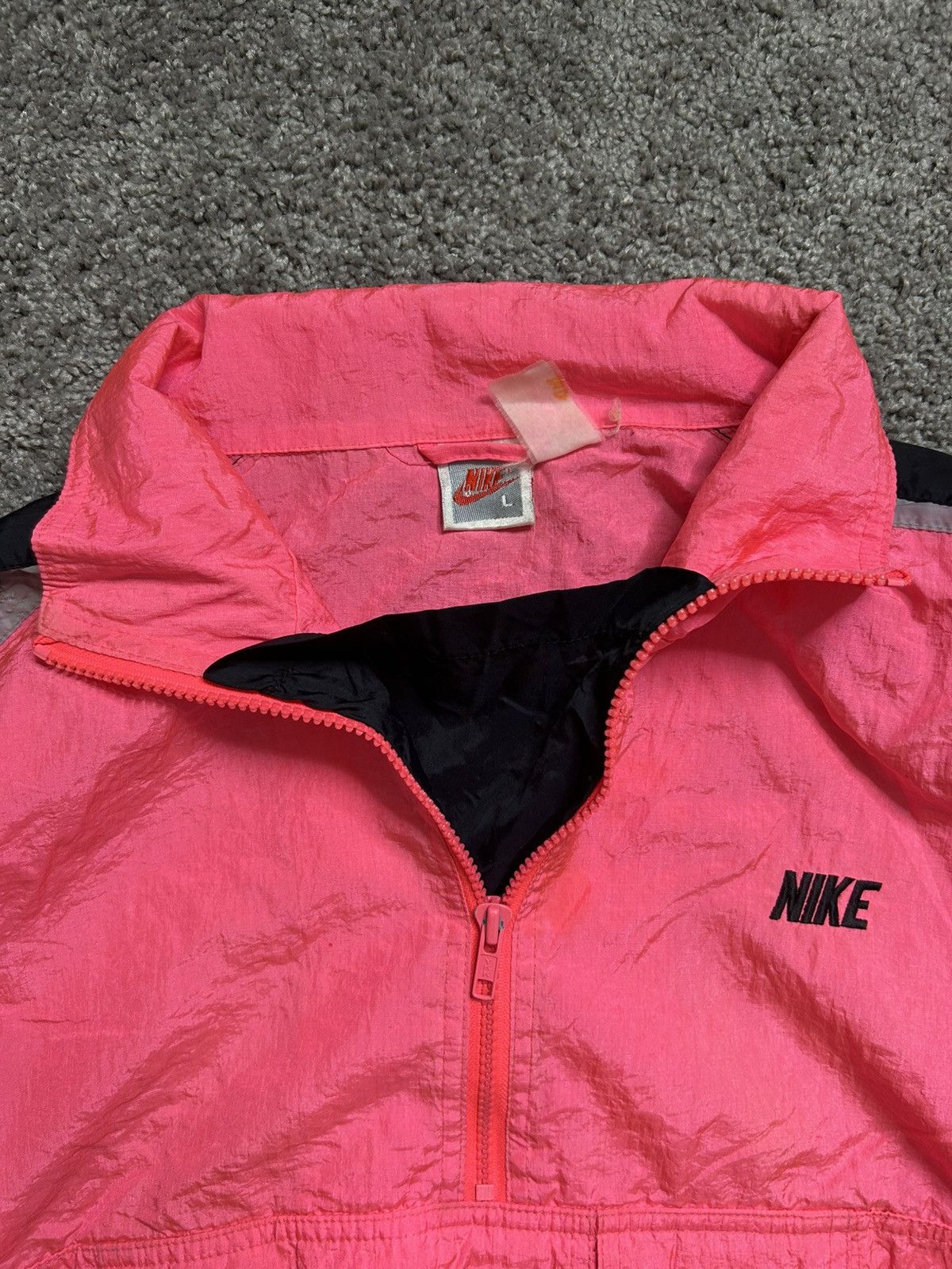 Nike Vintage 80s Nike Windbreaker Anorak Quarter Zip Jacket Pink Size US L / EU 52-54 / 3 - 3 Thumbnail