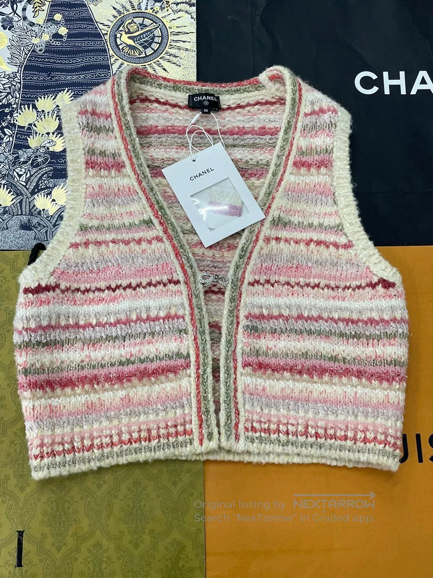 Chanel Chanel 24B Striped Bow Button Vest. Size US XS / EU 42 / 0 - 1 Thumbnail