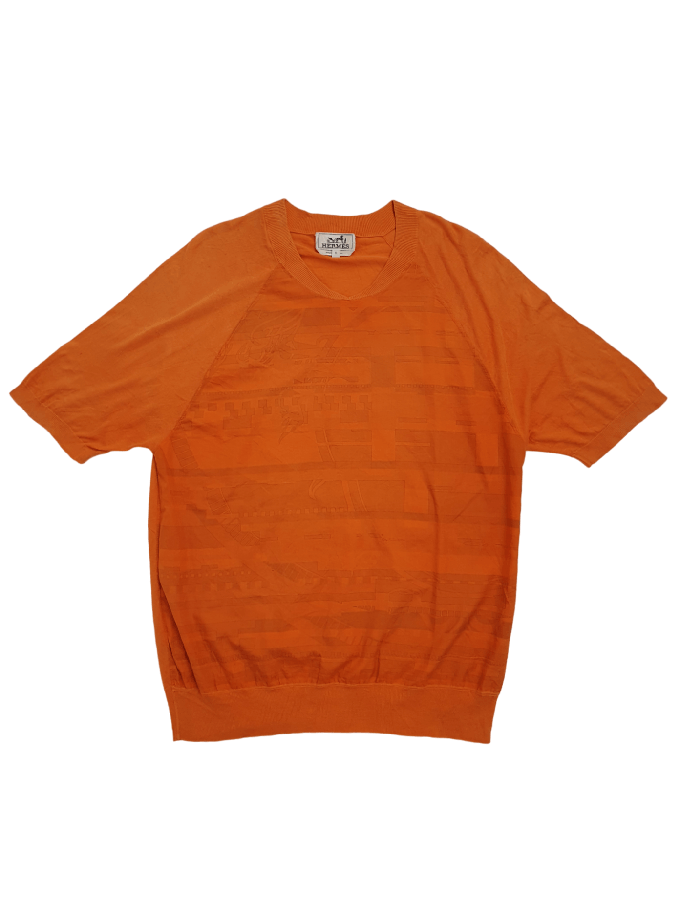 image of Hermes Orange Cotton Knit Raglan, Men's (Size Small)