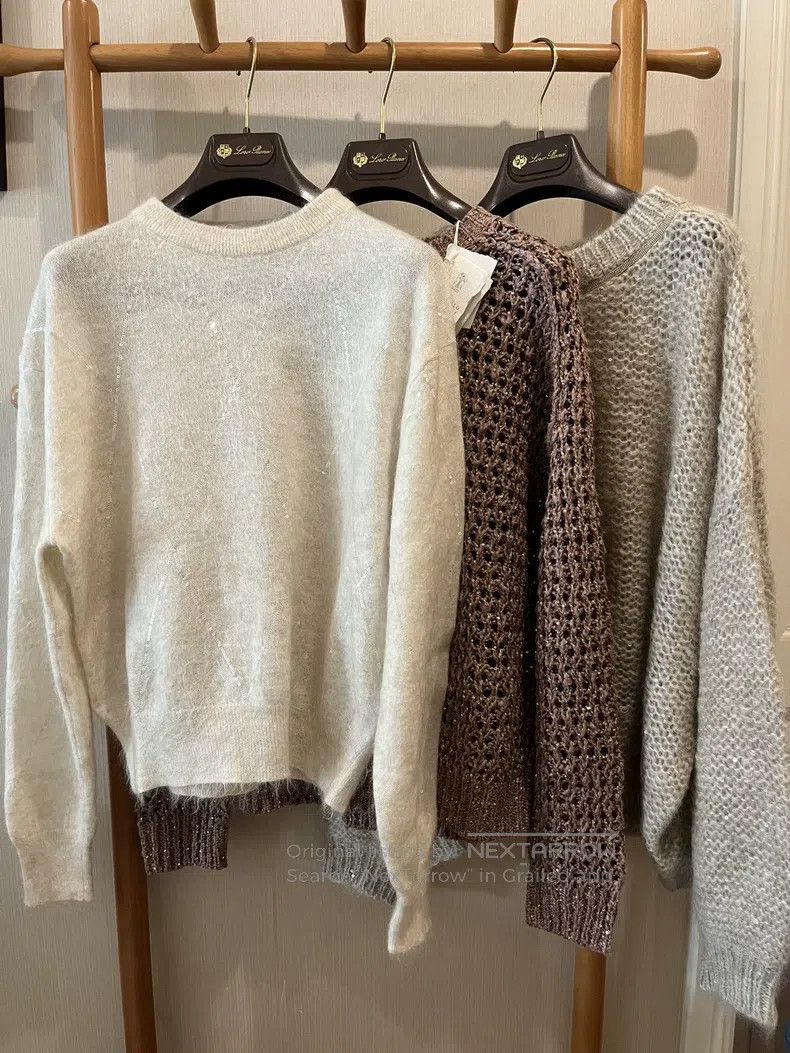 Brunello Cucinelli Brunello Cucinelli Diamond-shaped sequined knitted sweater Size S / US 4 / IT 40 - 1 Thumbnail