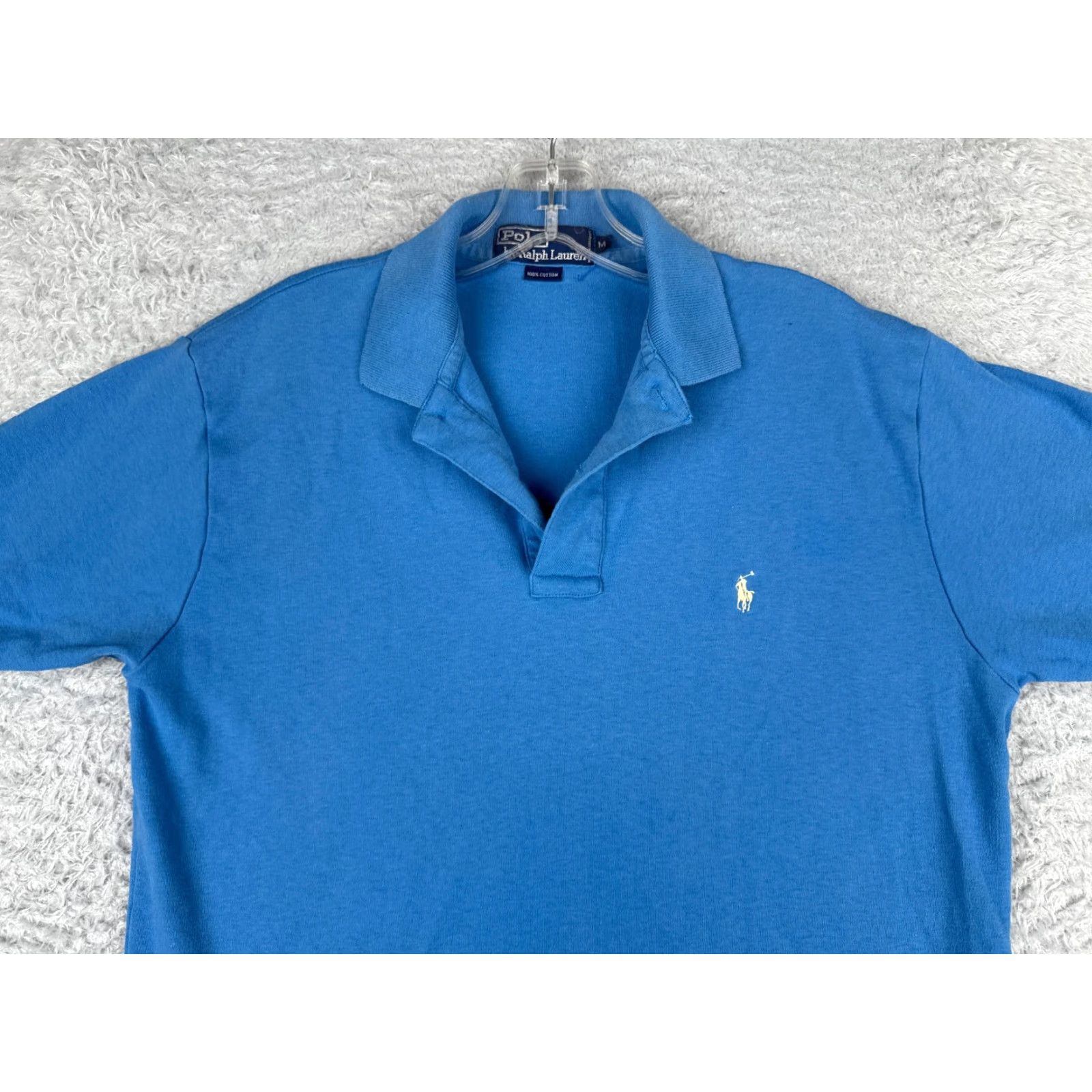 Ralph Lauren VINTAGE Ralph Lauren Polo Shirt Men Blue 100% Cotton Short Sleeve Adult Medium Polo Shirt 100% Cotton Blue Mens Slim Modern American Sports Polo Size US M / EU 48-50 / 2 - 4 Thumbnail