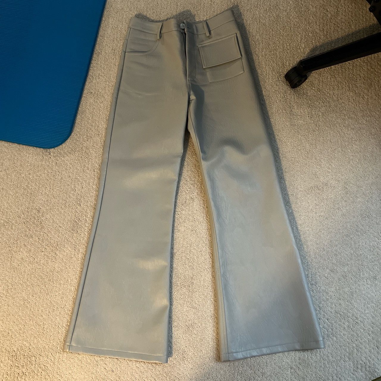 image of Vintage Rangercartel Leather Flared Pants in Grey, Men's (Size 30)