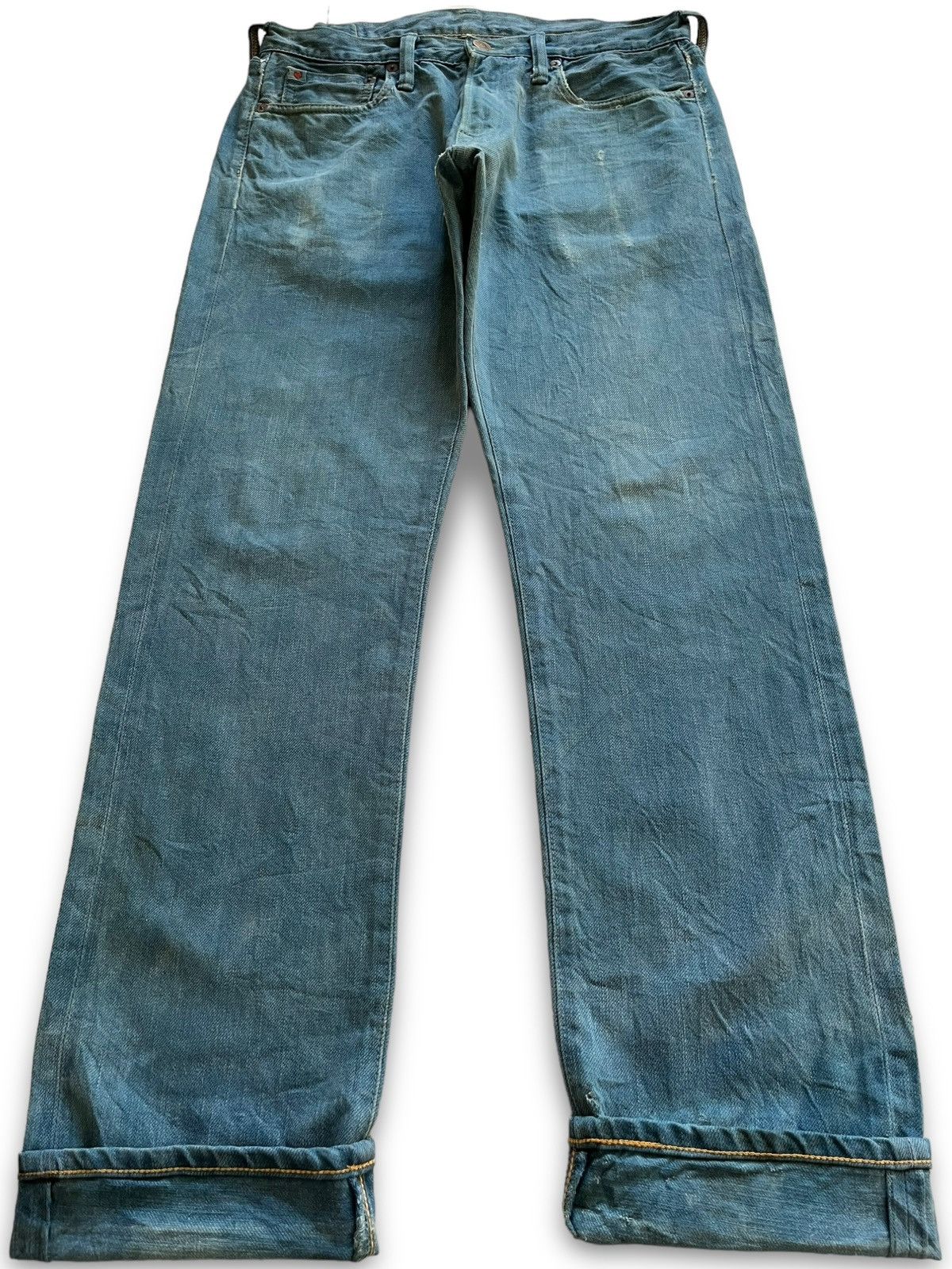 45rpm × Japanese Brand Vintage 45Rpm Selvedge Light Blue Sky Distressed Jeans Size US 30 / EU 46 - 1 Thumbnail