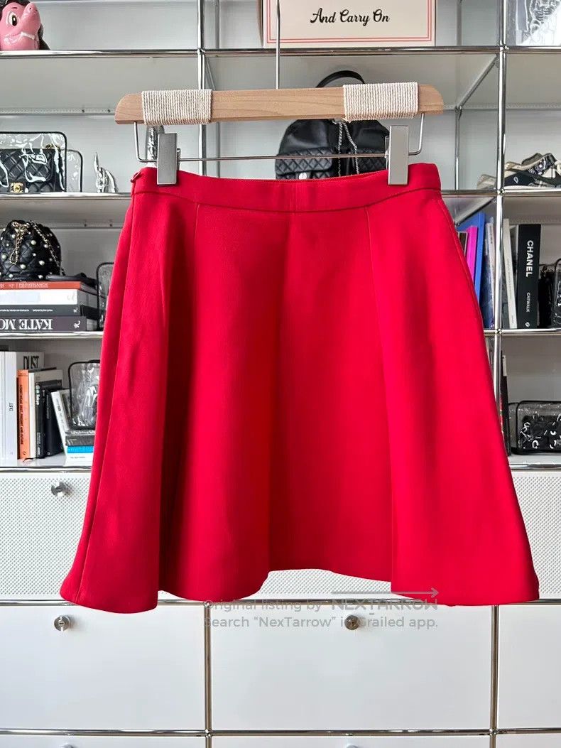 Dior Dior Red silk wool love skirt Size 24" / US 00 / IT 34 - 3 Thumbnail