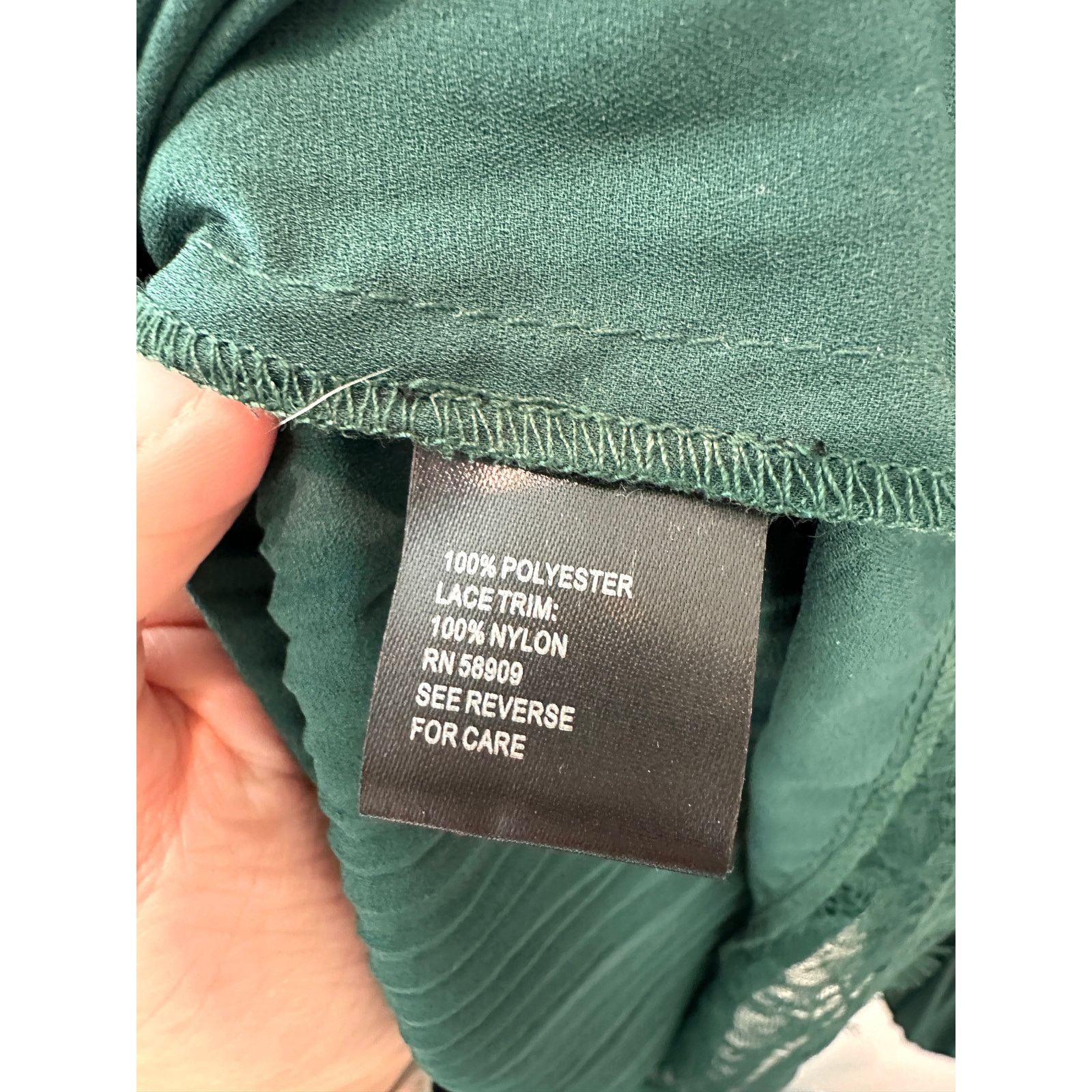 Other ALEX MARIE Green Silky Pleated Smocked Neck Lace Blouse Size L / US 10 / IT 46 - 6 Thumbnail