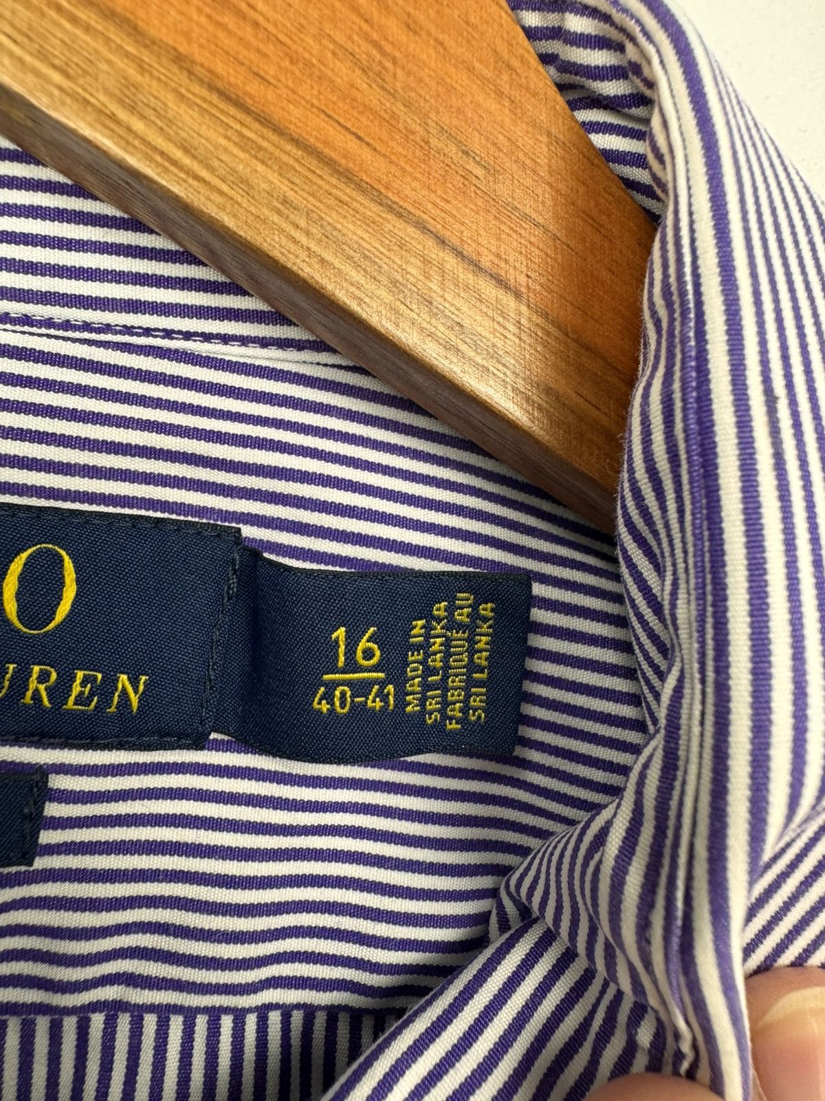 Polo Ralph Lauren Polo Ralph Lauren Men Striped Cotton Shirt Purple Size 16 M Size US M / EU 48-50 / 2 - 7 Thumbnail