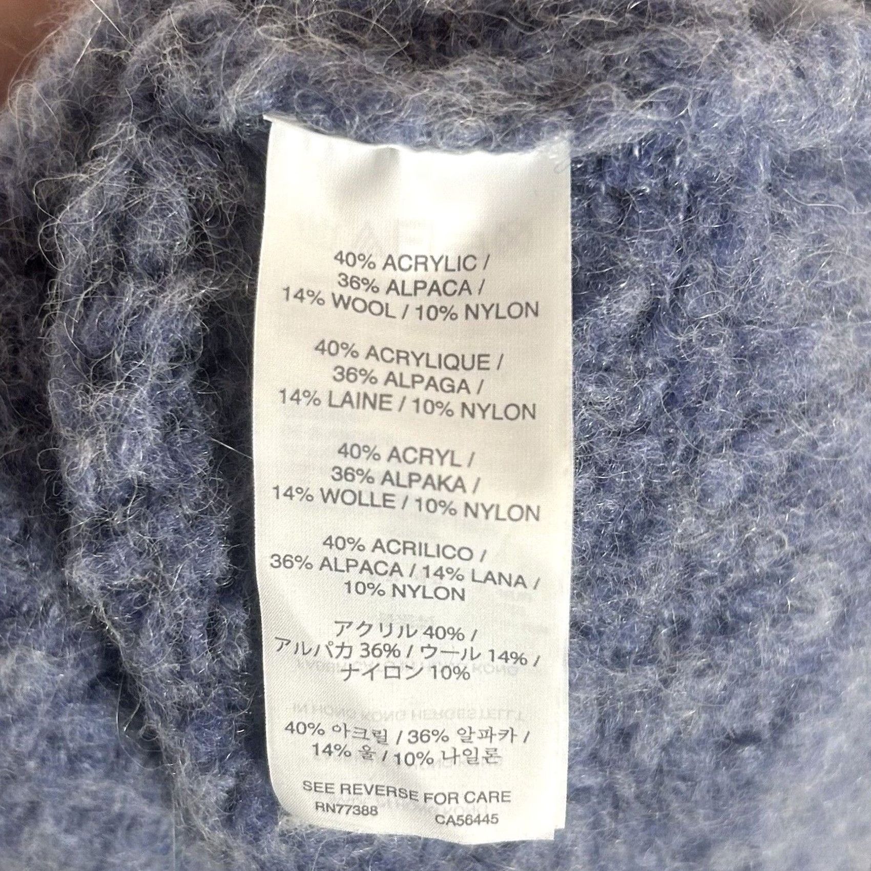 J.Crew J.CREW Sweater Womens S Wool Alpaca Blend Pullover Mock Neck Pockets Slim Knit Blue - Mens Women Size S / US 4 / IT 40 - 3 Thumbnail
