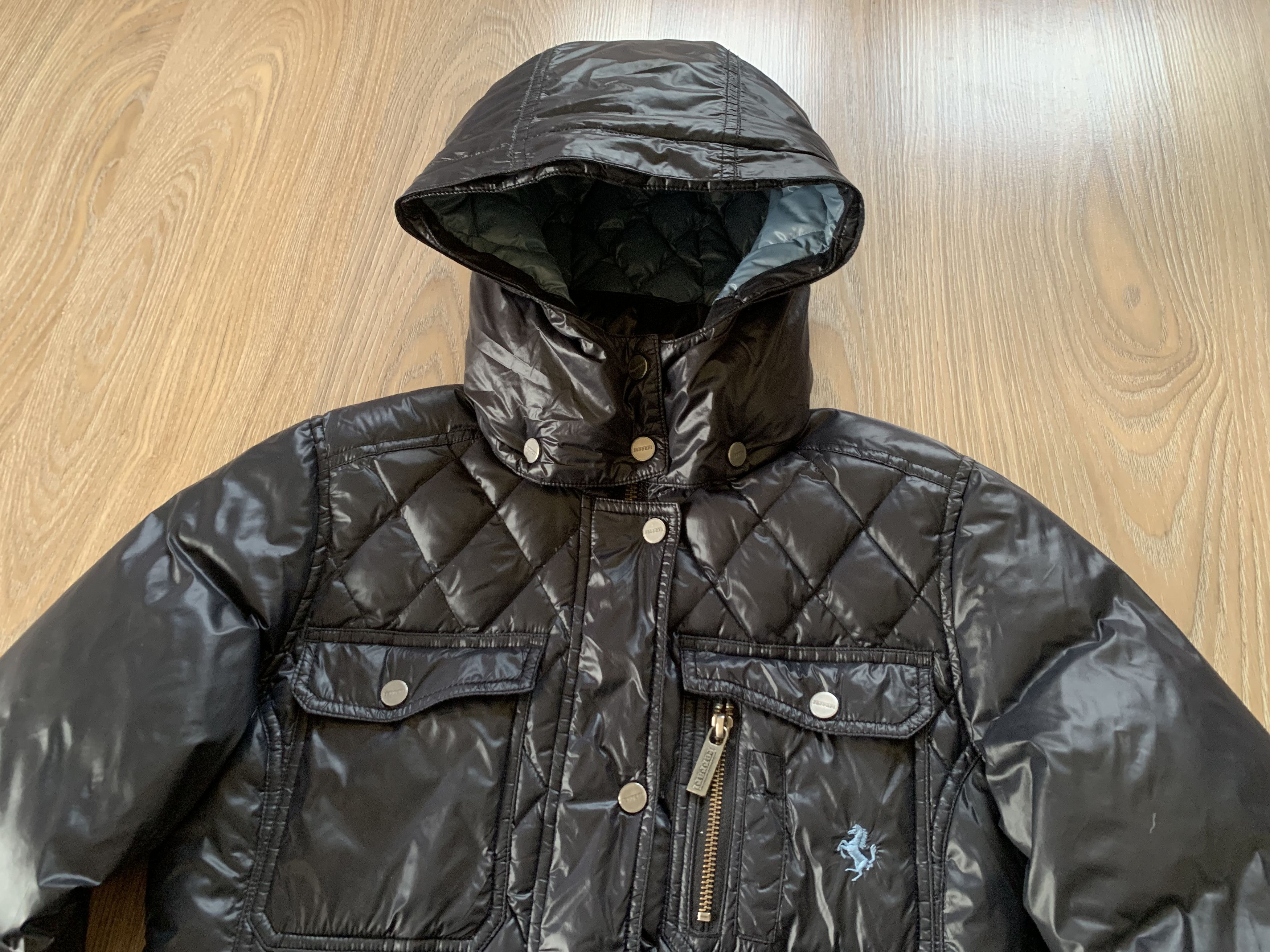 Ferrari Womens Ferrari Black Quilted Down Hooded Jacket Size M / US 6-8 / IT 42-44 - 4 Thumbnail